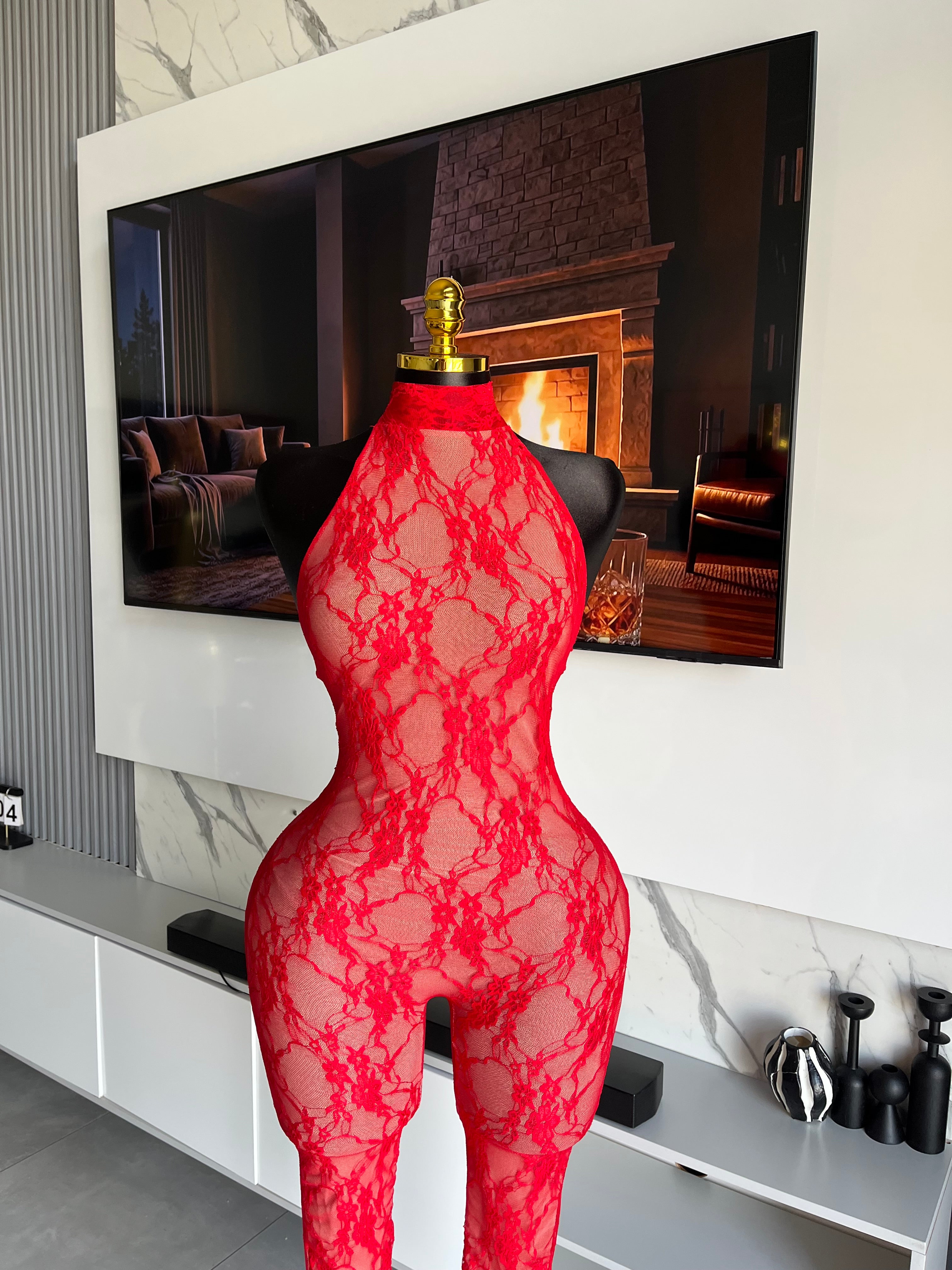 Scarlet Lace Halter Jumpsuit