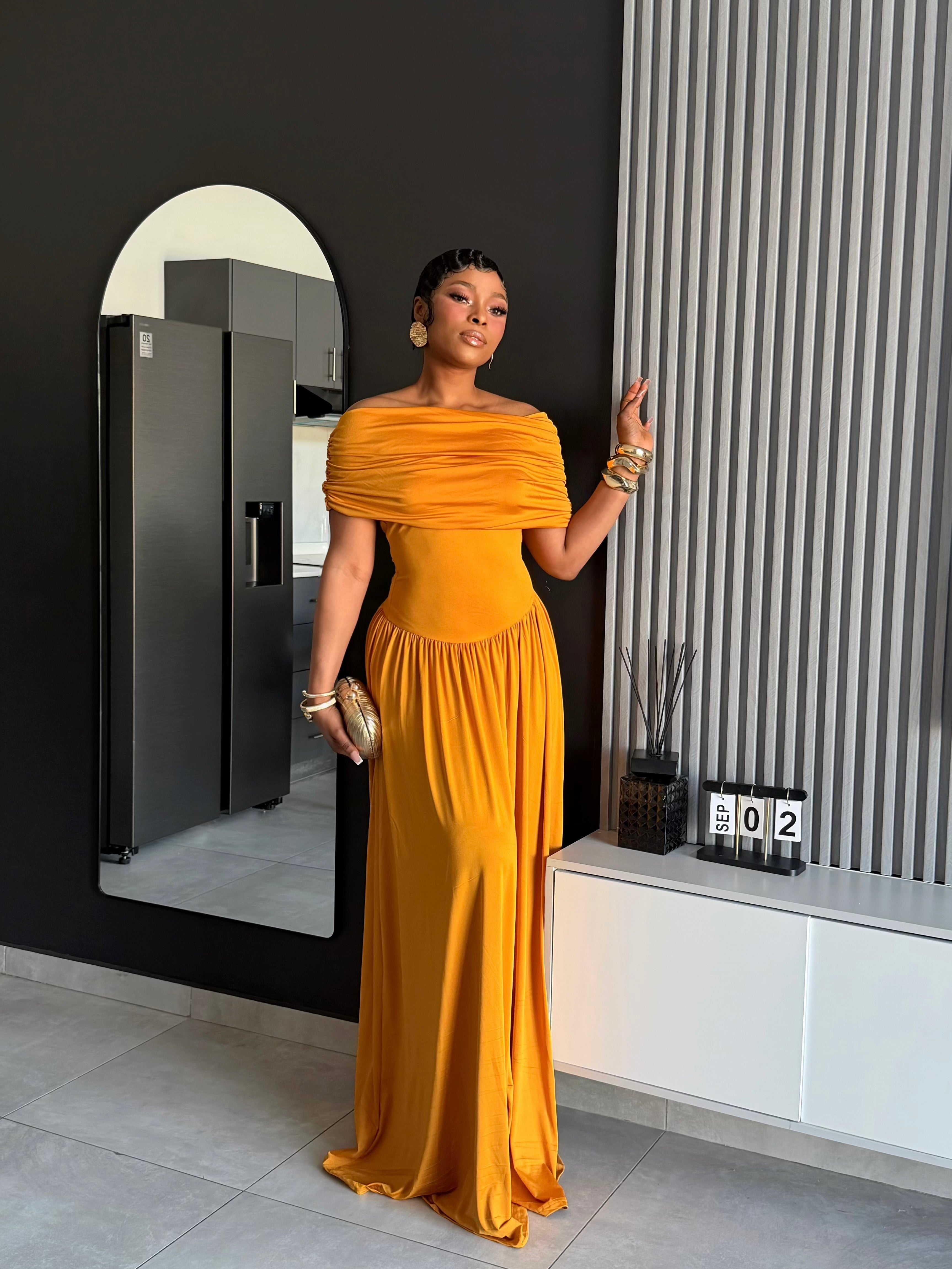 Marcelline Draped Off-Shoulder Maxi Dress