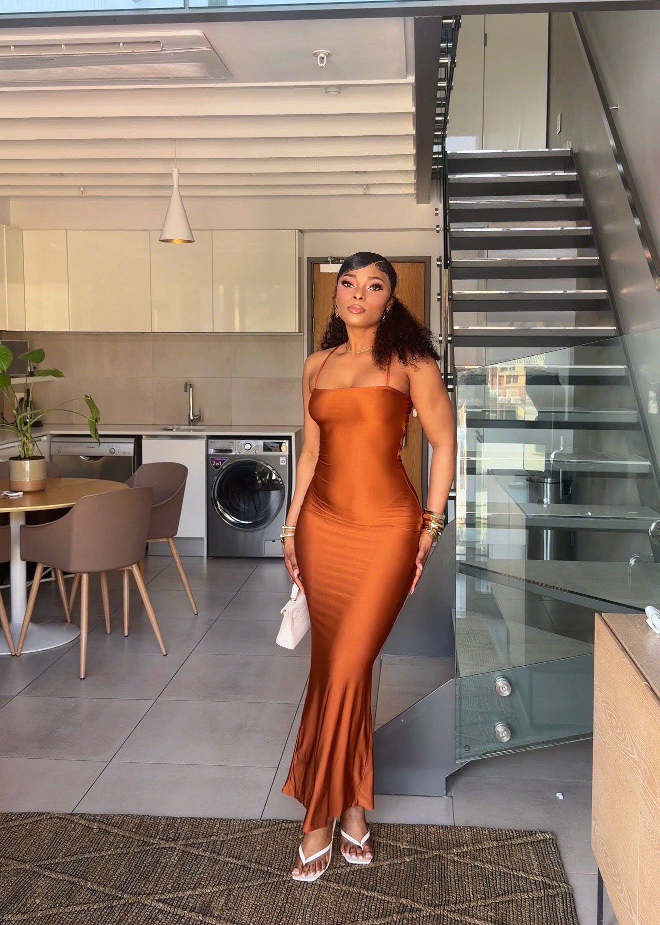 Nadia Open-Back Maxi Dress Orange