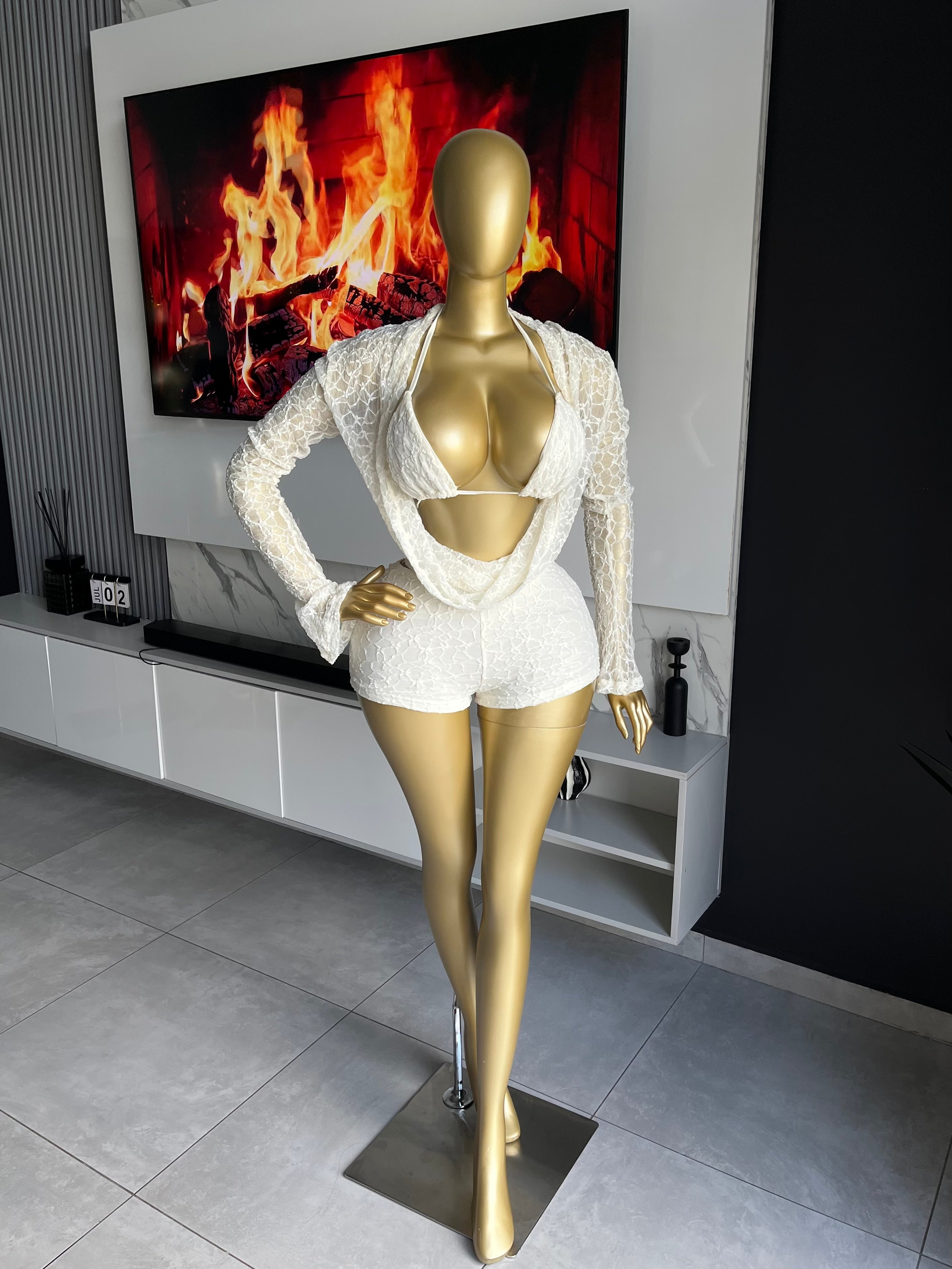 Mina Lace Drape Bodycon Playsuit