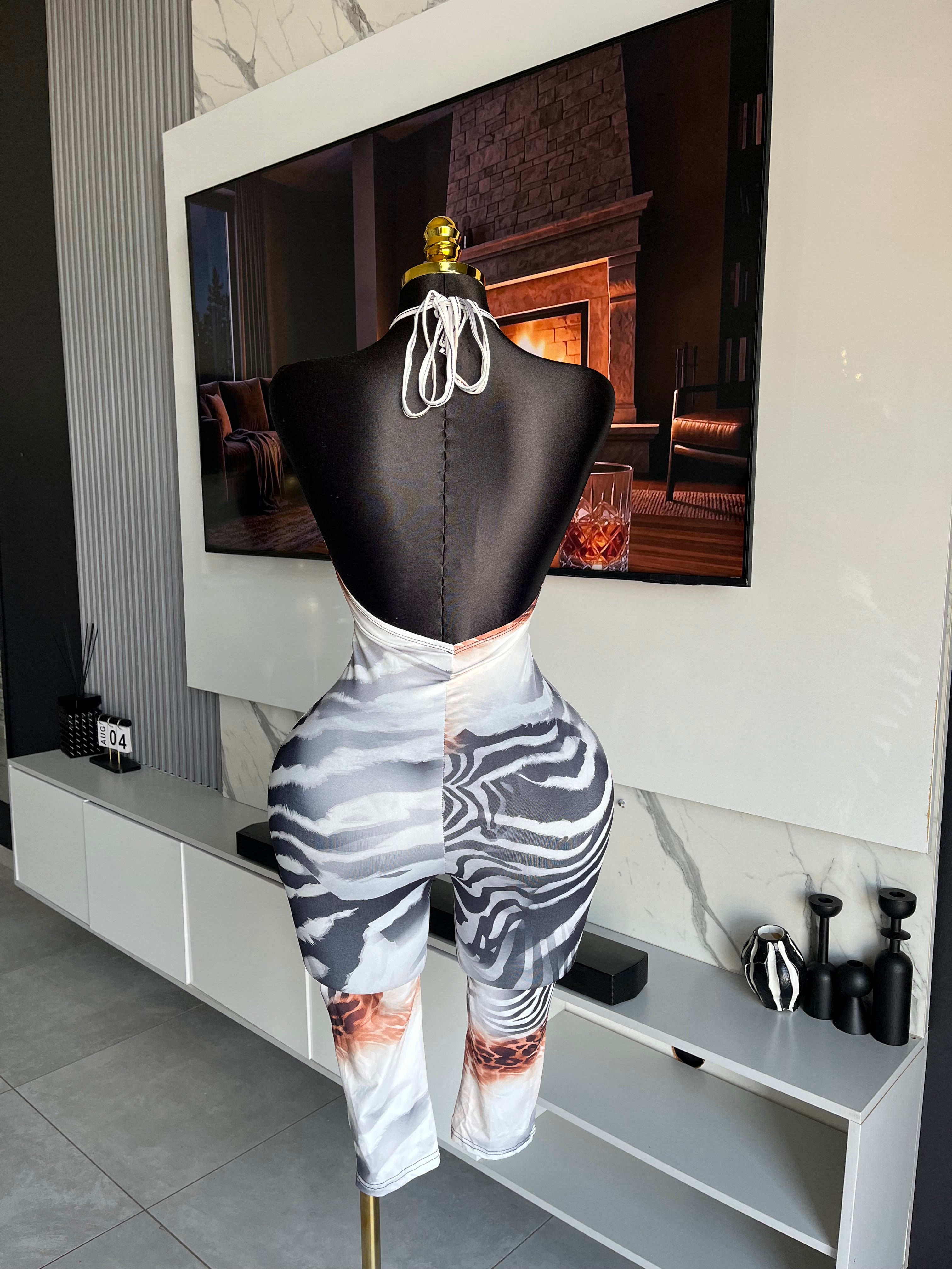 Lamia Animal Print Halter Jumpsuit