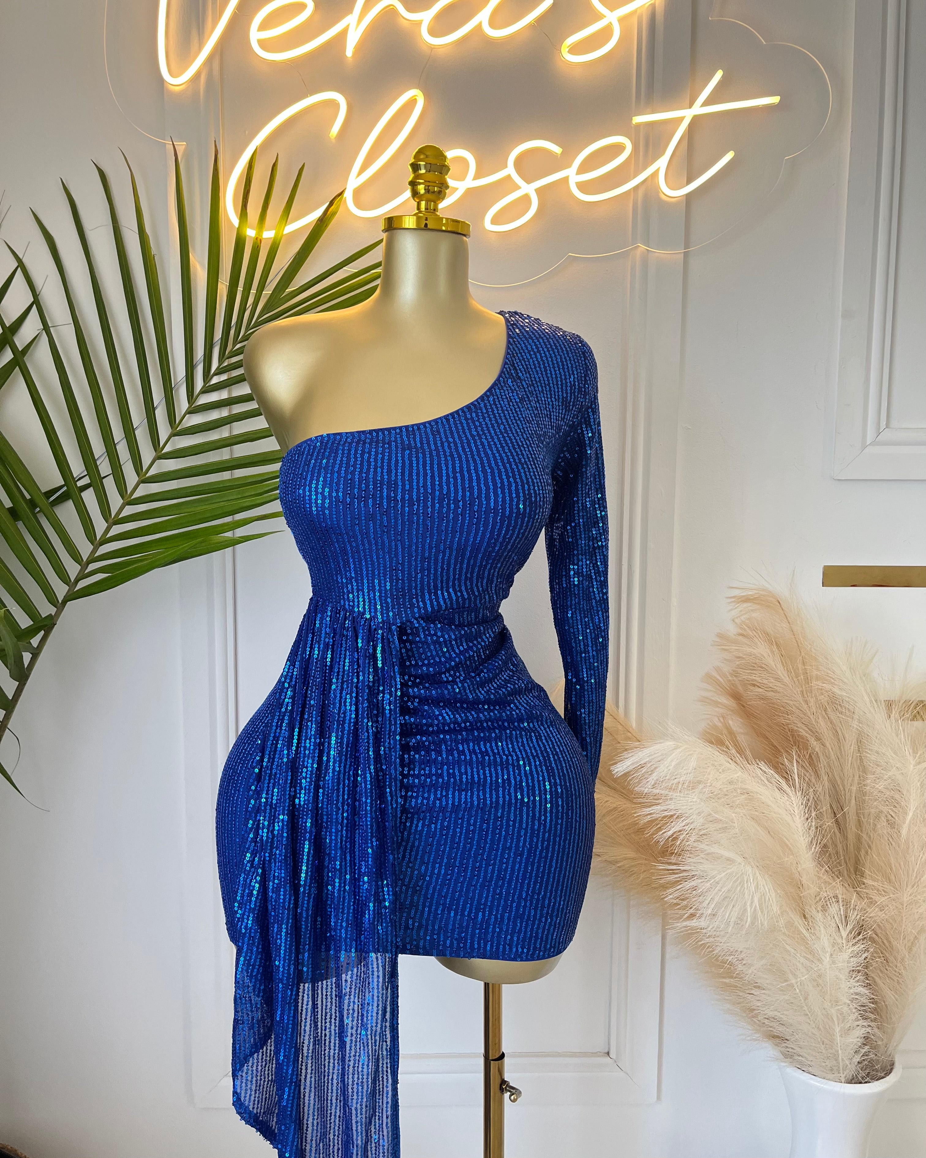 Elisa One-Shoulder Sequin Mini Dress