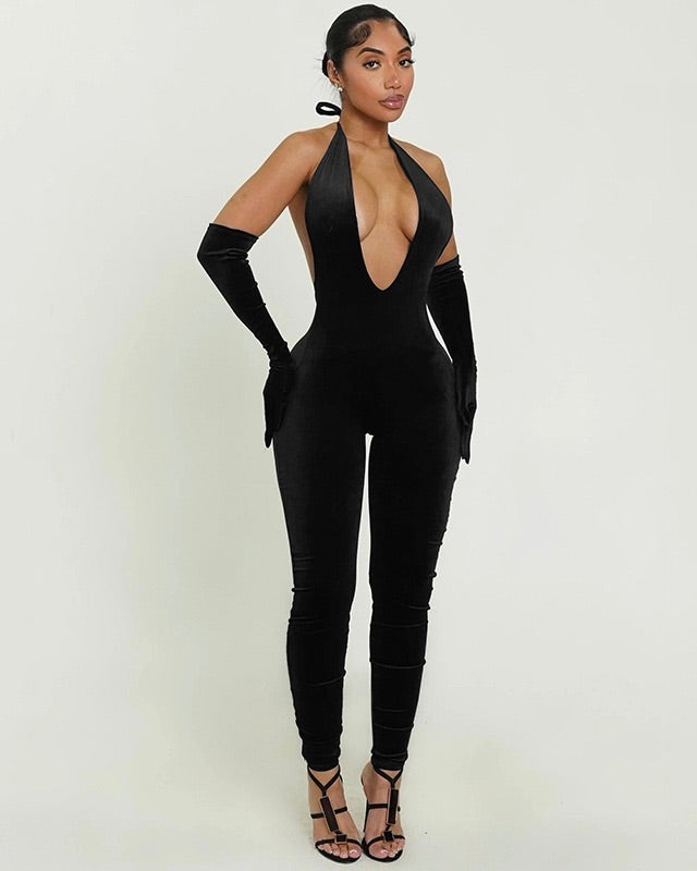 Legacy Plunge Jumpsuit with Gloves