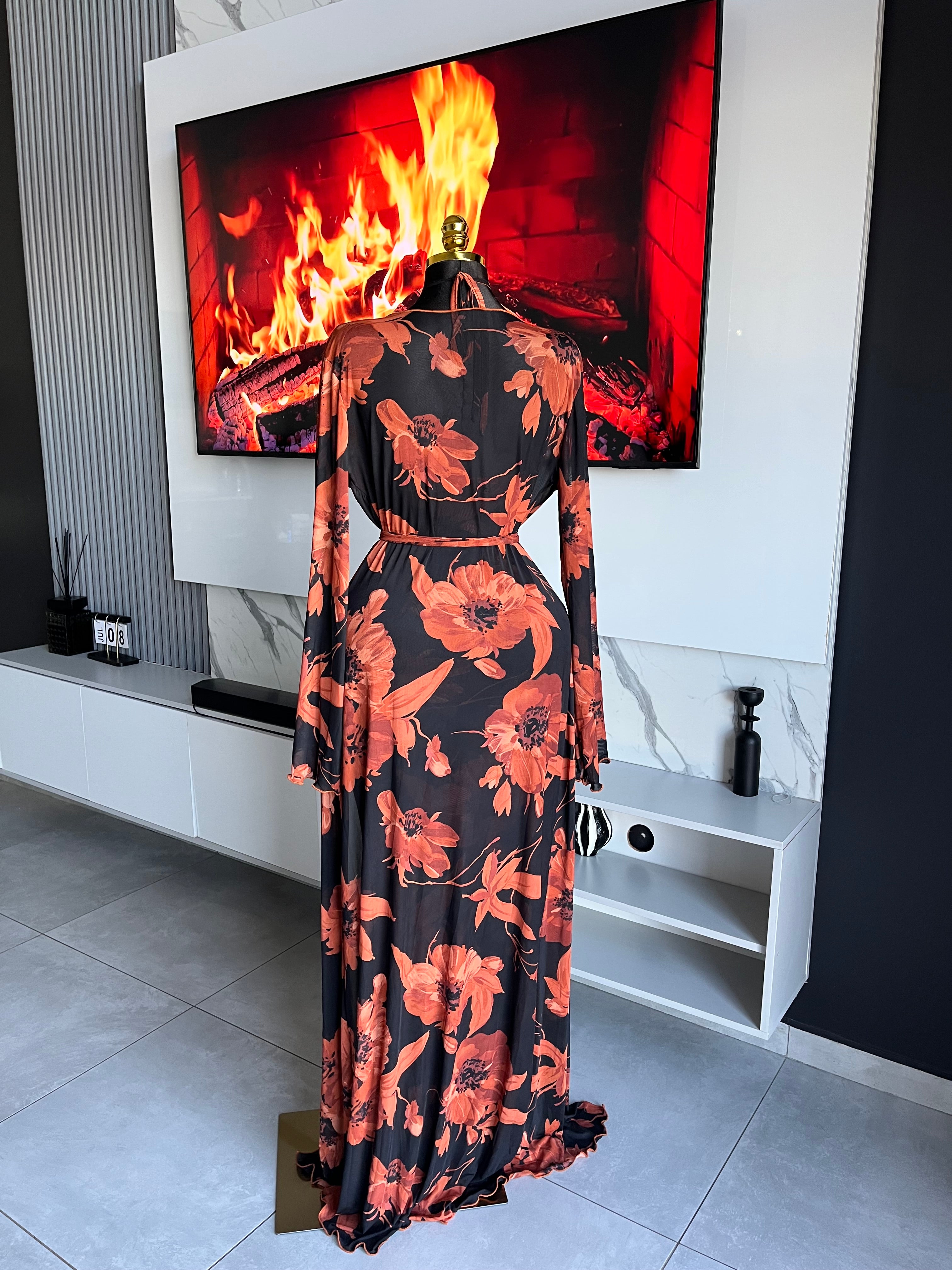 Aurelia Floral Mesh Maxi Dress