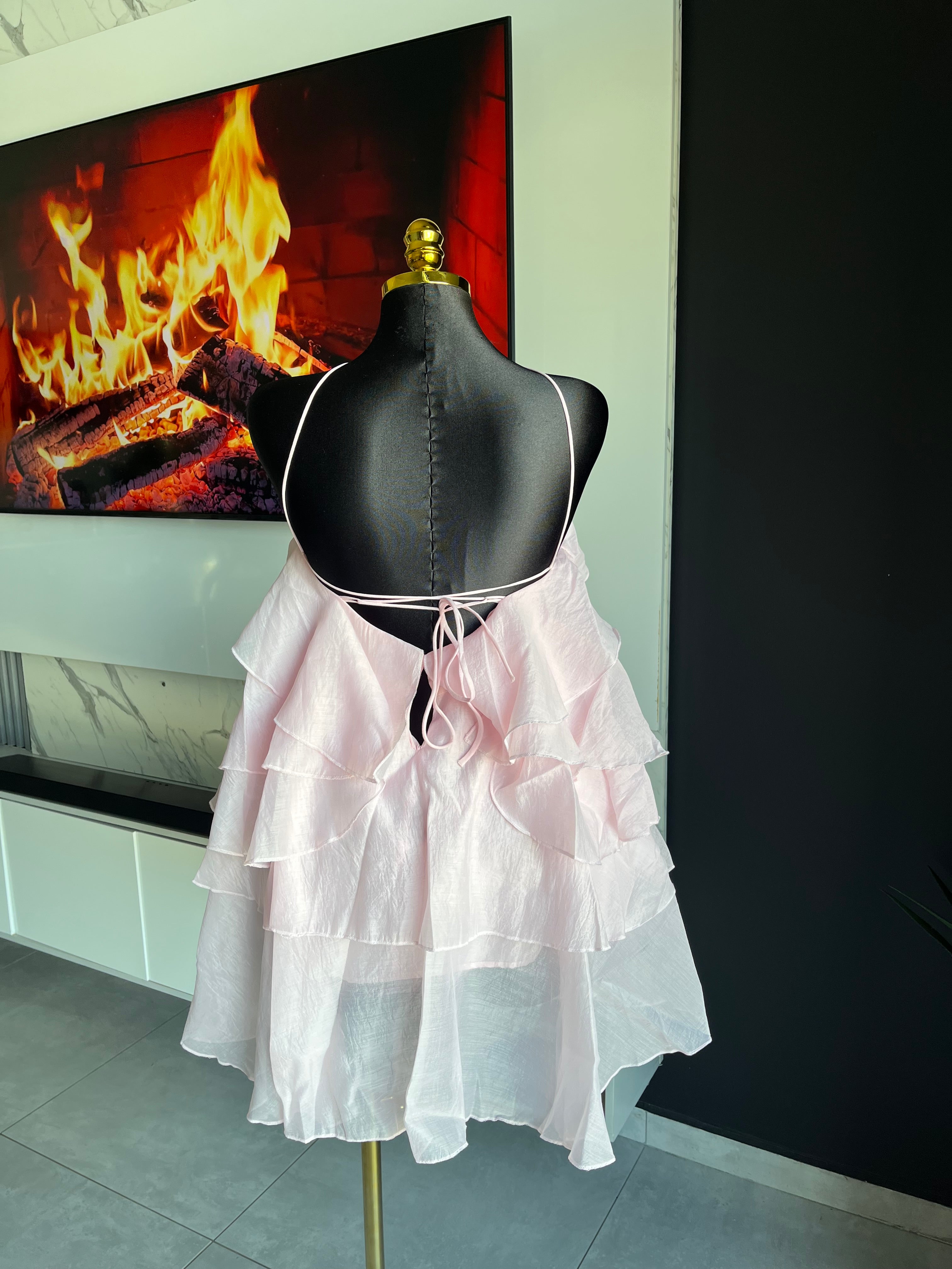 Keke Ruffle Halter Statement Mini Dress