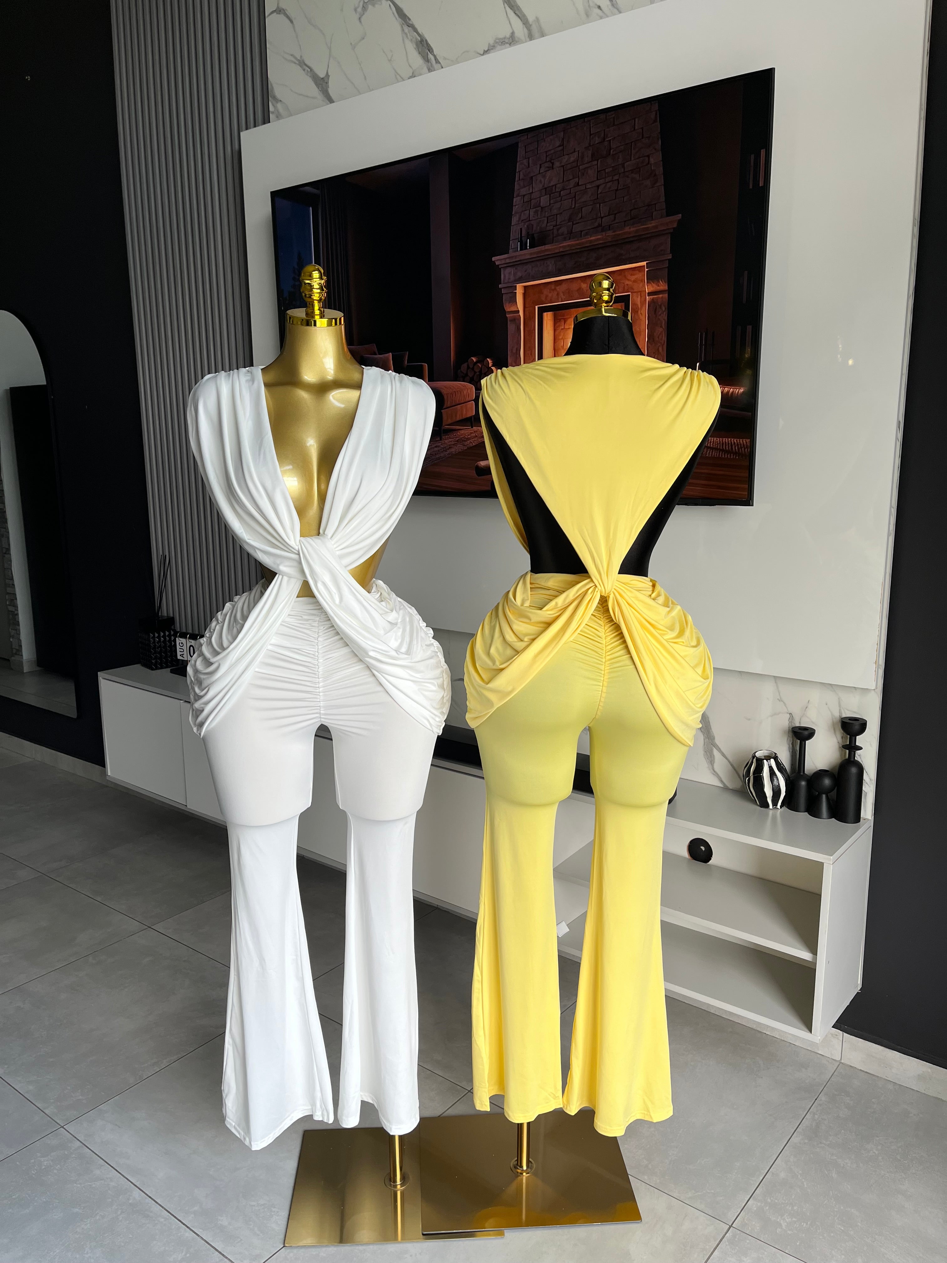 Arlette Ruched Twist Flare Jumpsuit