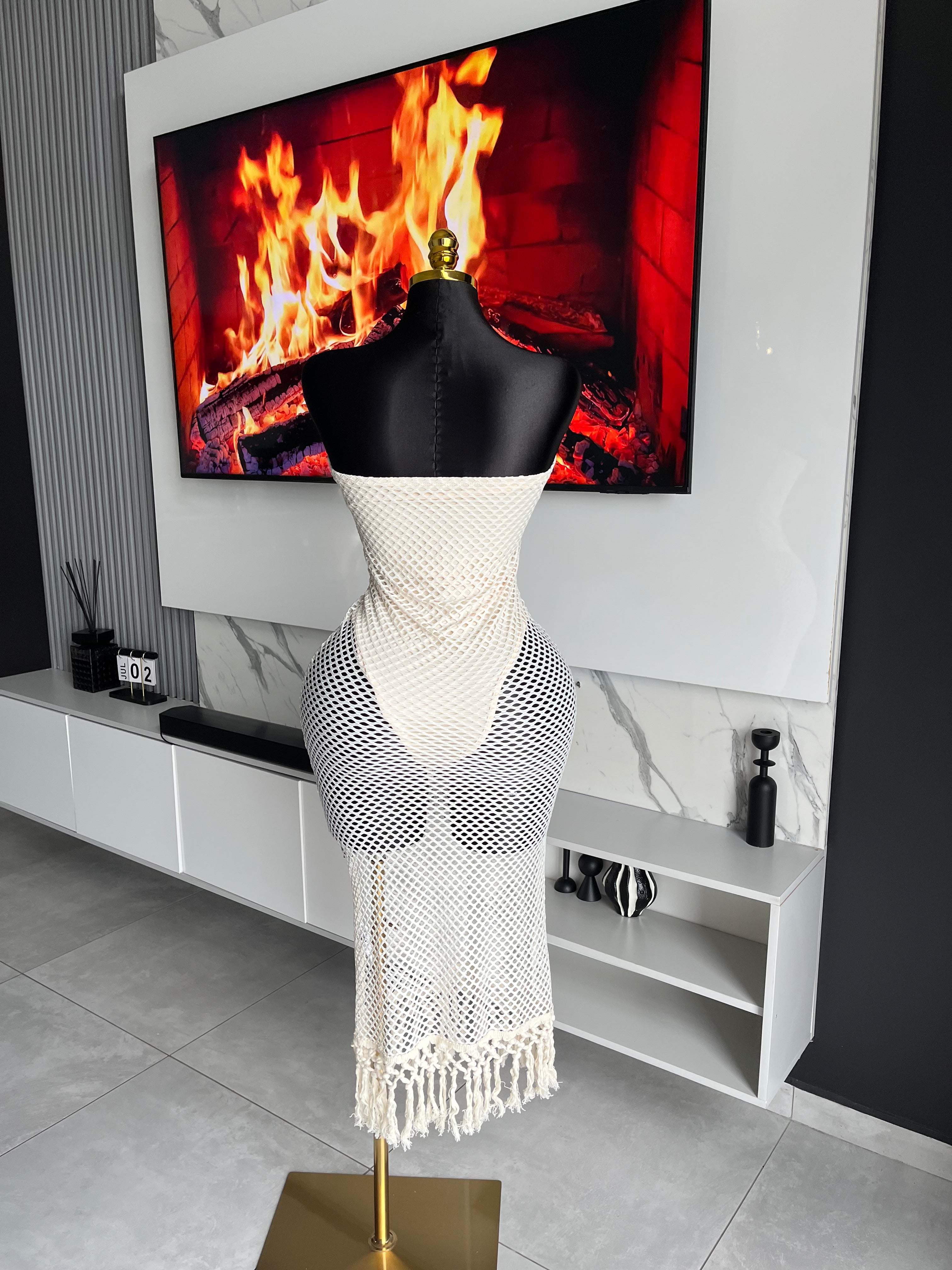 Alix Crochet Fringe Maxi Dress