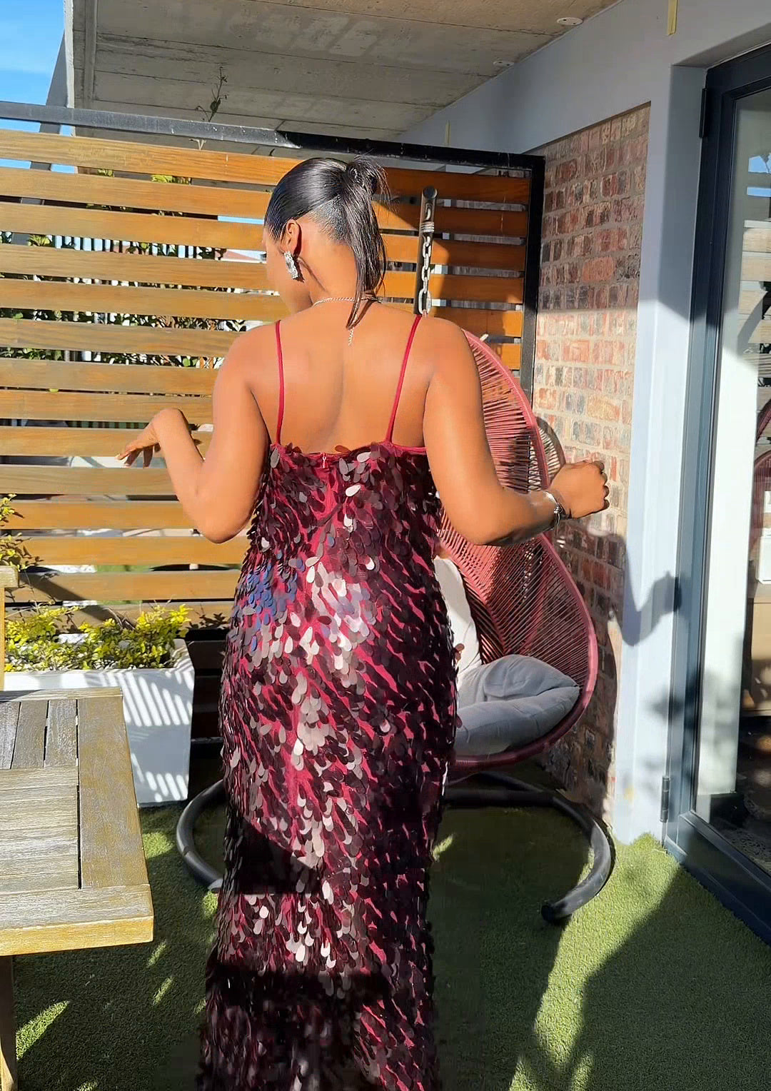 Siren Paillette Sequin Maxi Dress Red