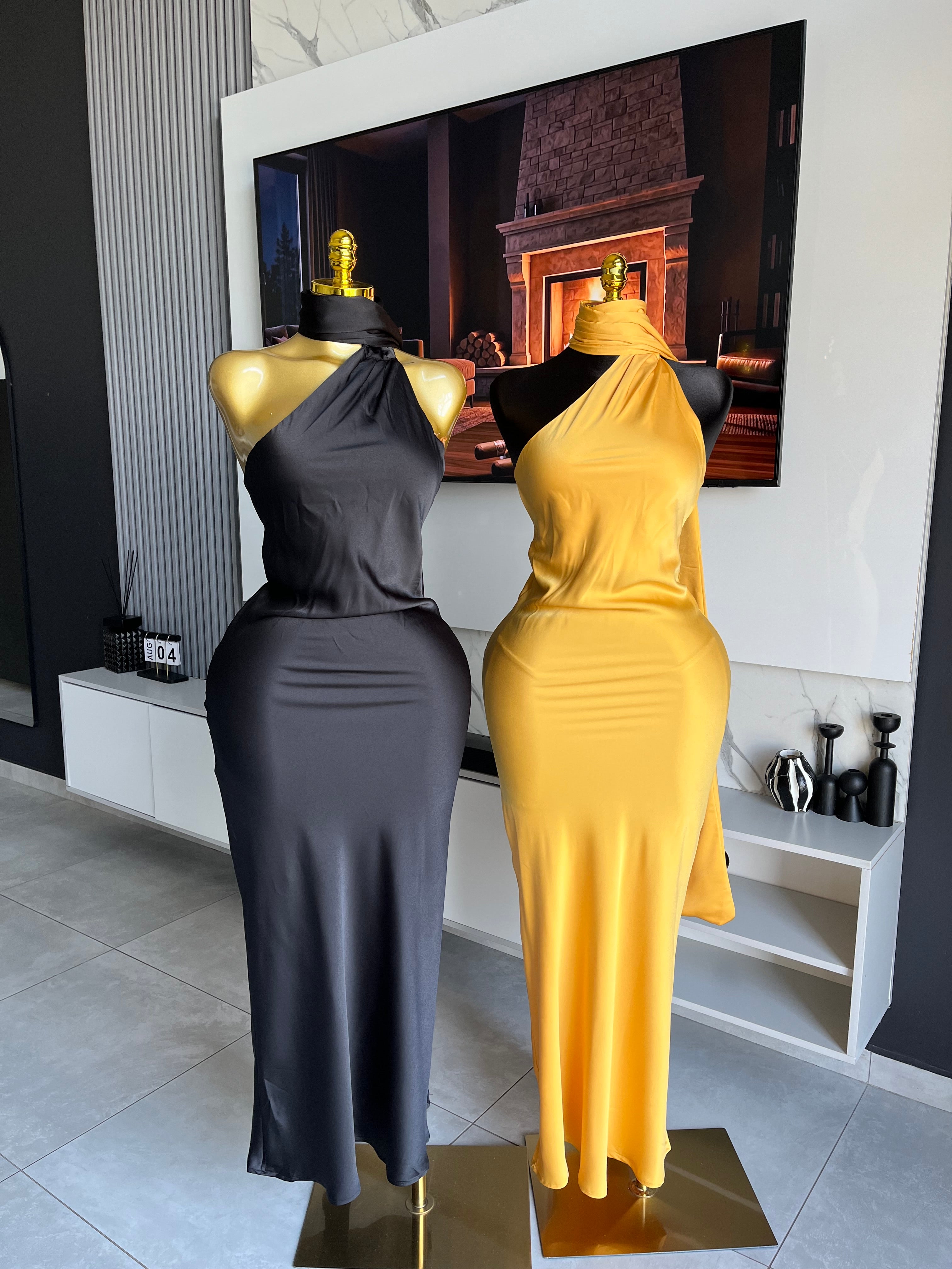 Bardot One-Shoulder Satin Maxi Dress