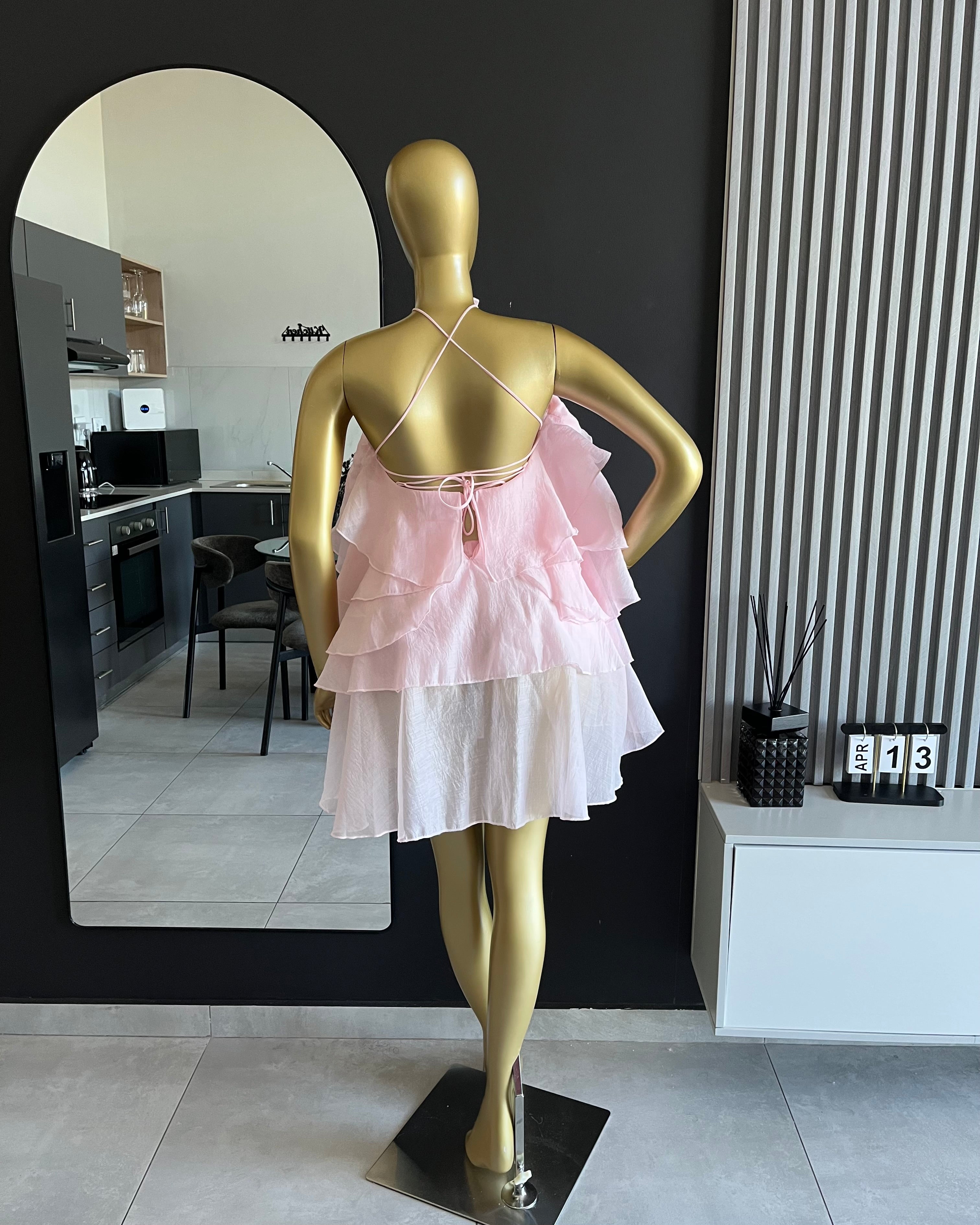 Keke Ruffle Halter Statement Mini Dress