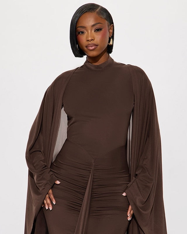 Noire Draped Sleeve Maxi Dress