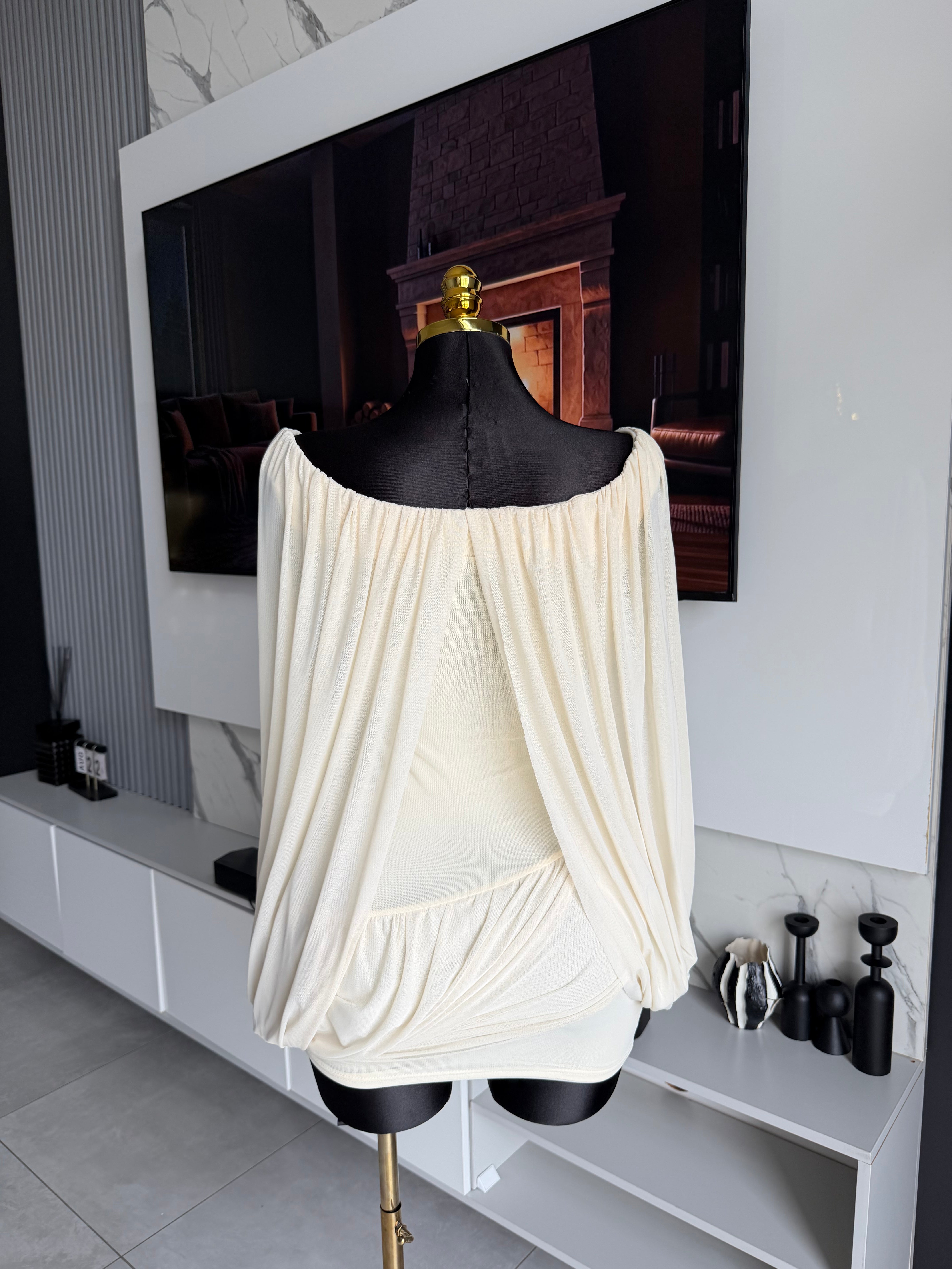 Selene Draped Off-Shoulder Mini Dress