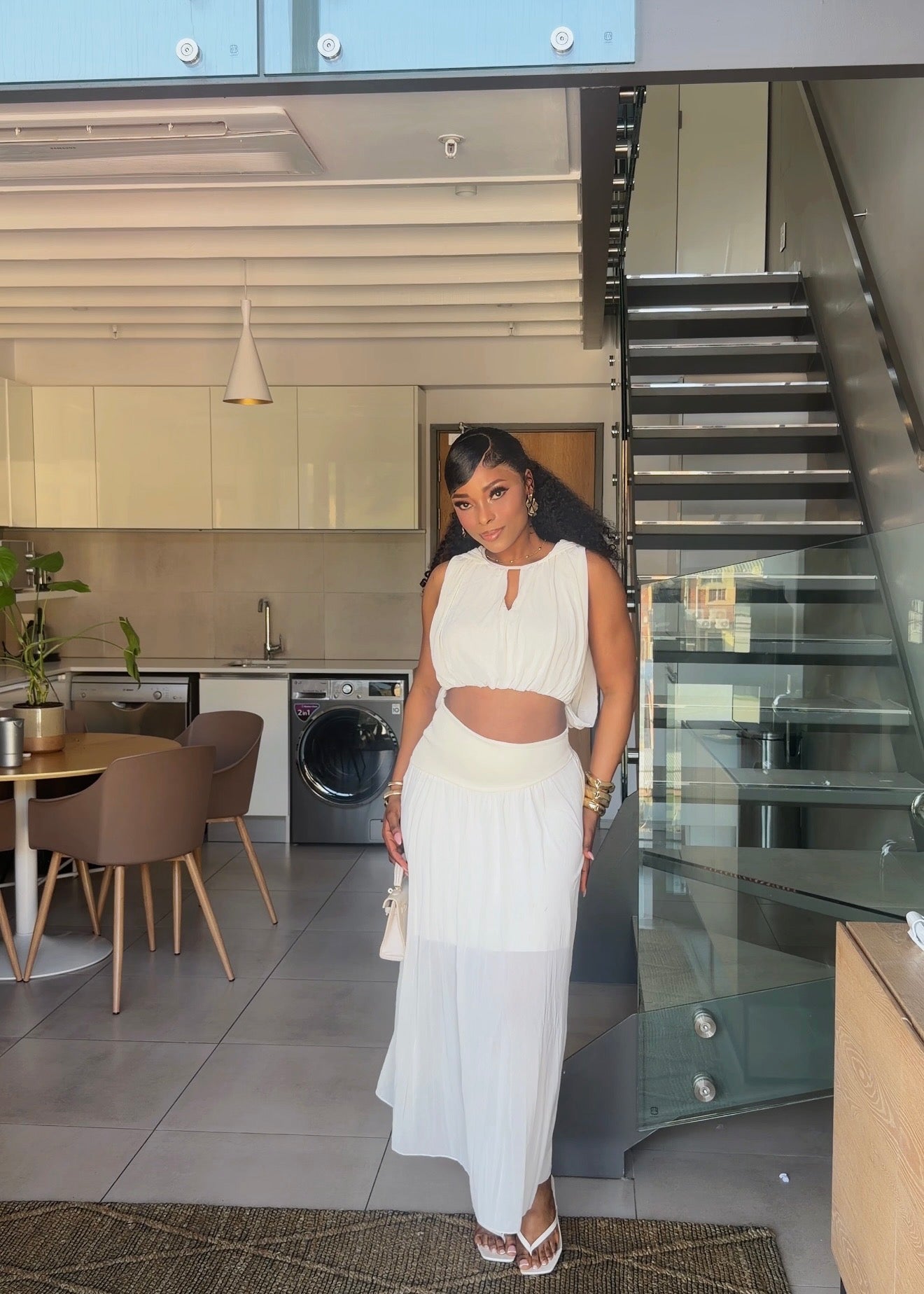 Eliana Ivory Two-Piece Maxi Set