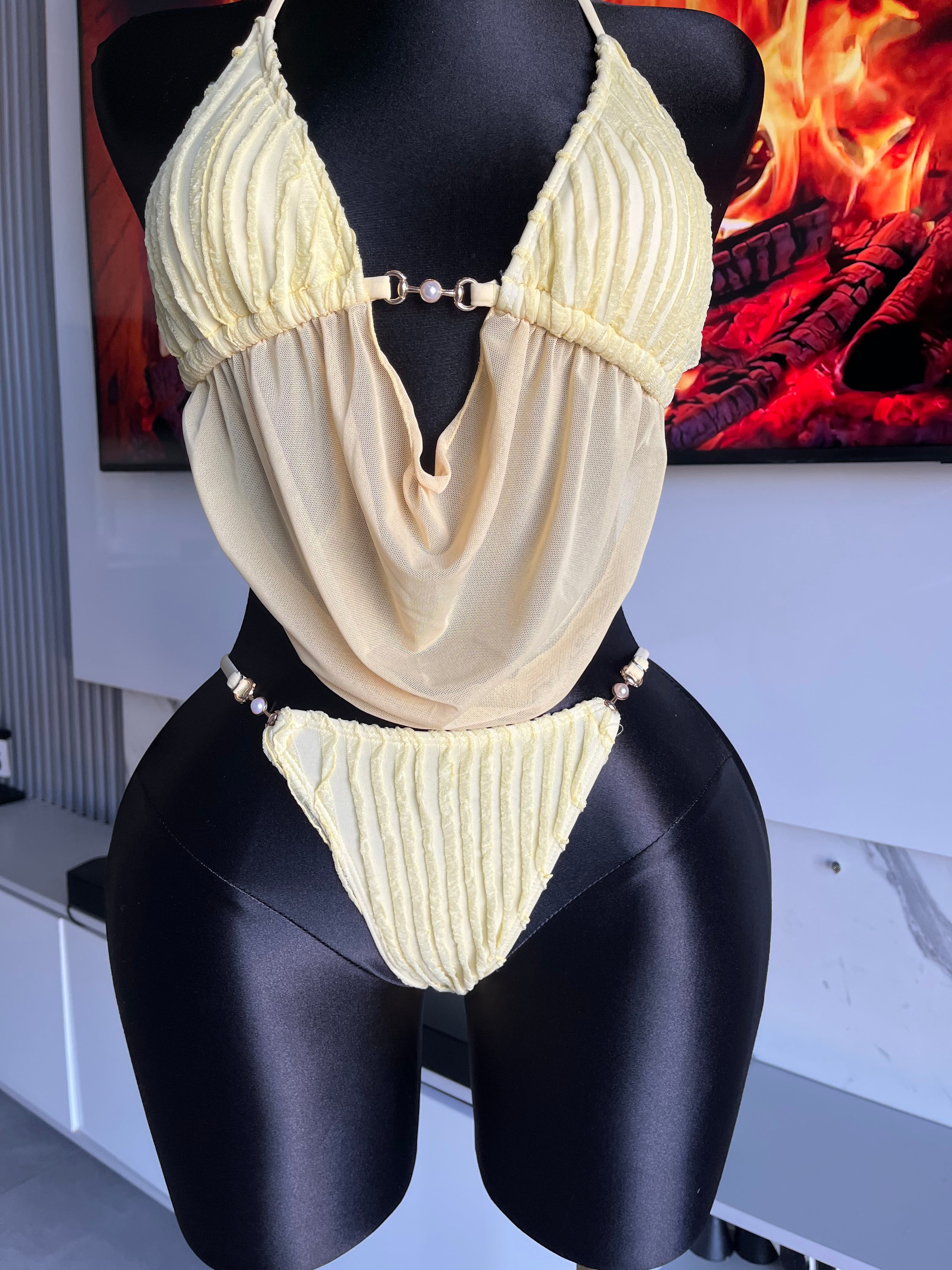 Thalia Yellow Draped Bikini Set