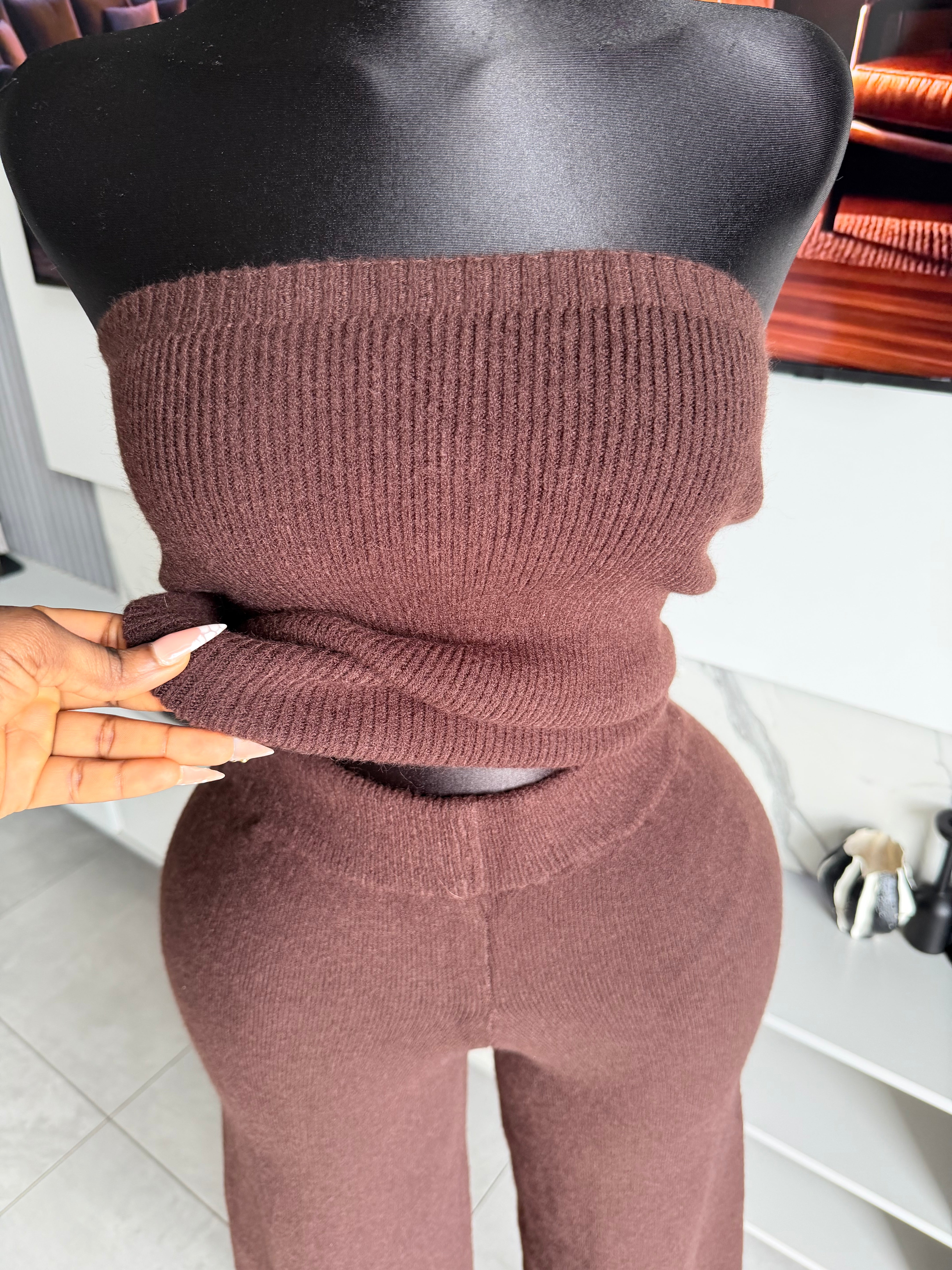 Colette Knit Three-Piece Co-Ord Set Brown