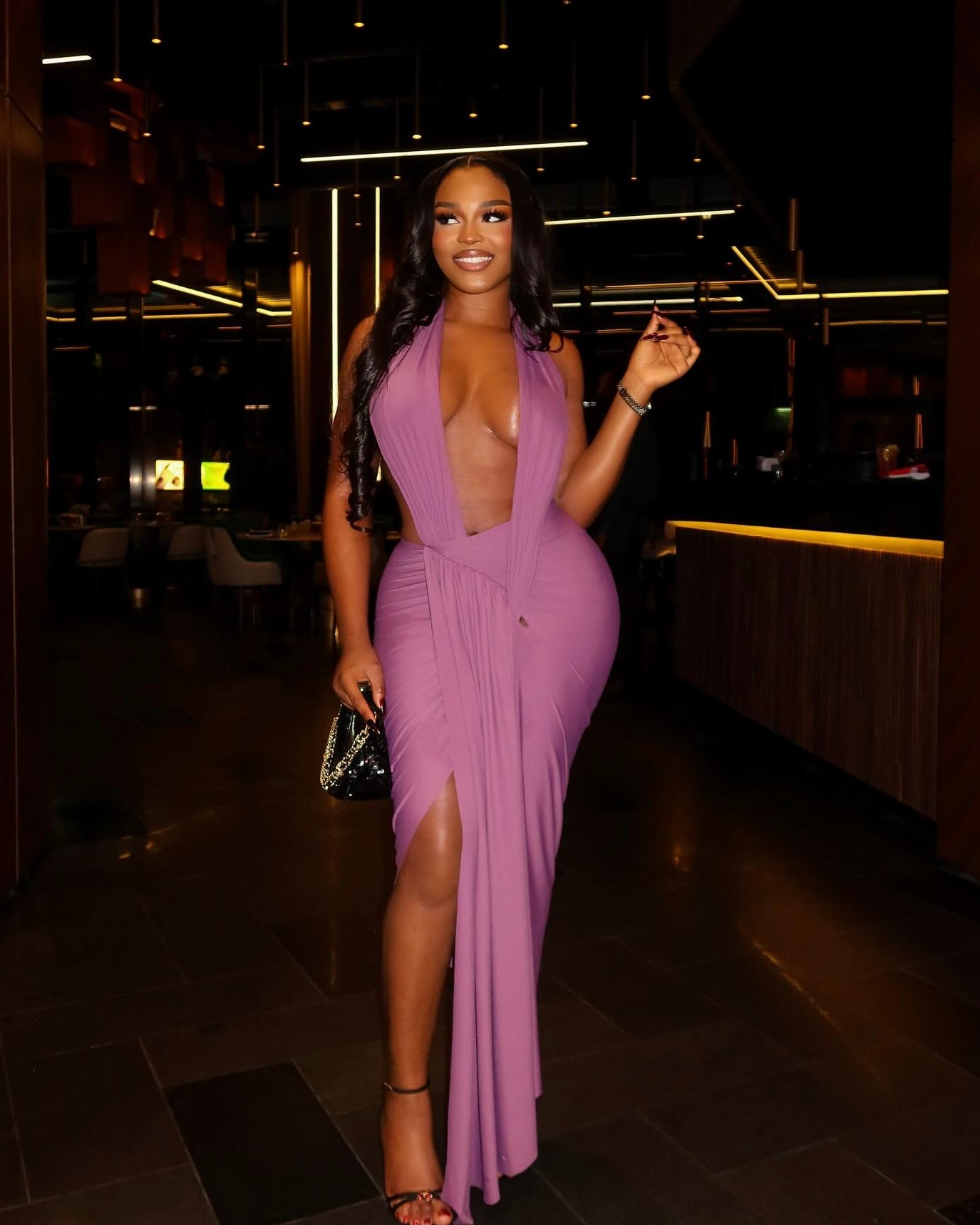 Raye Plunge Maxi Dress Purple