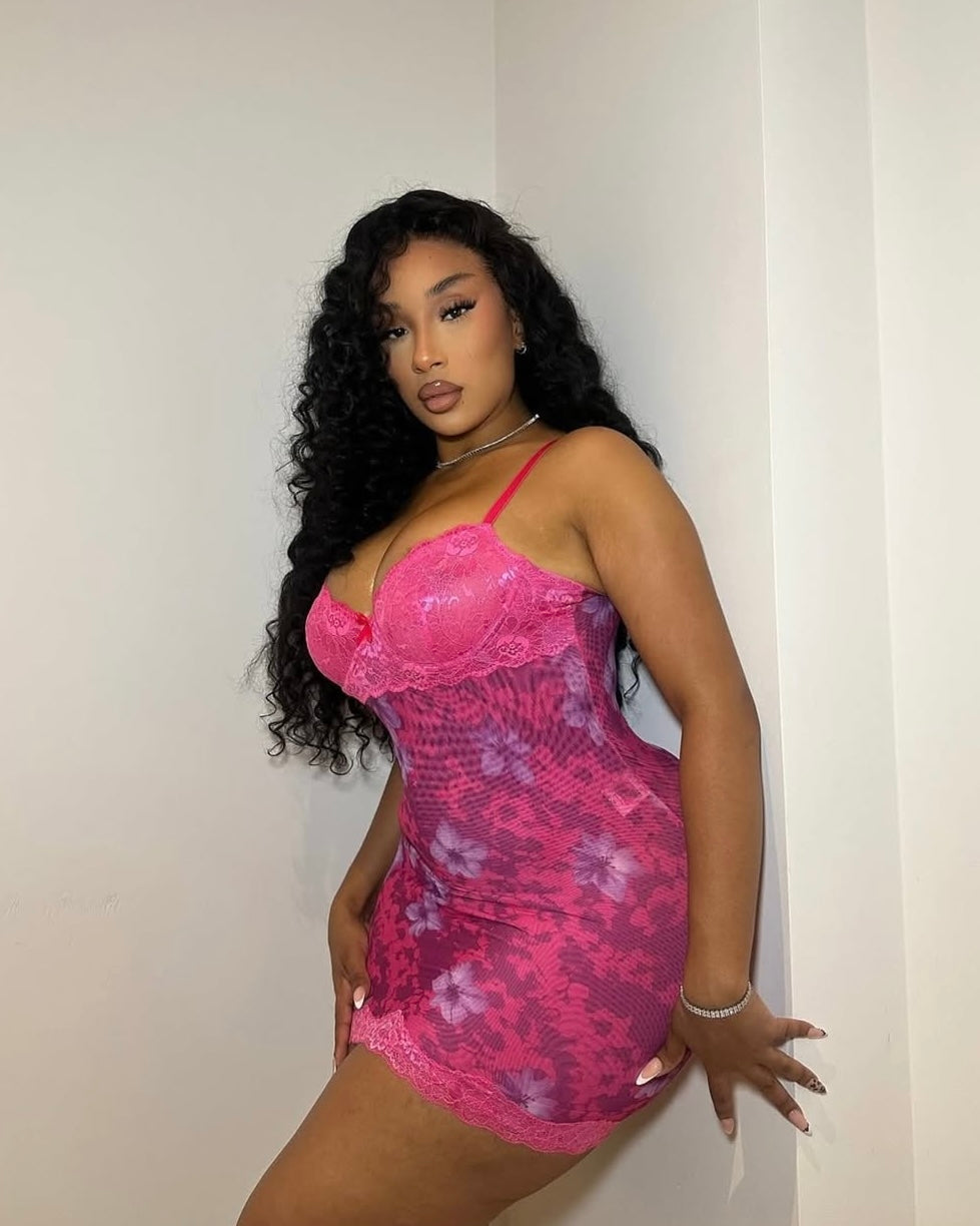 Tropicana Lace Slip Dress Pink