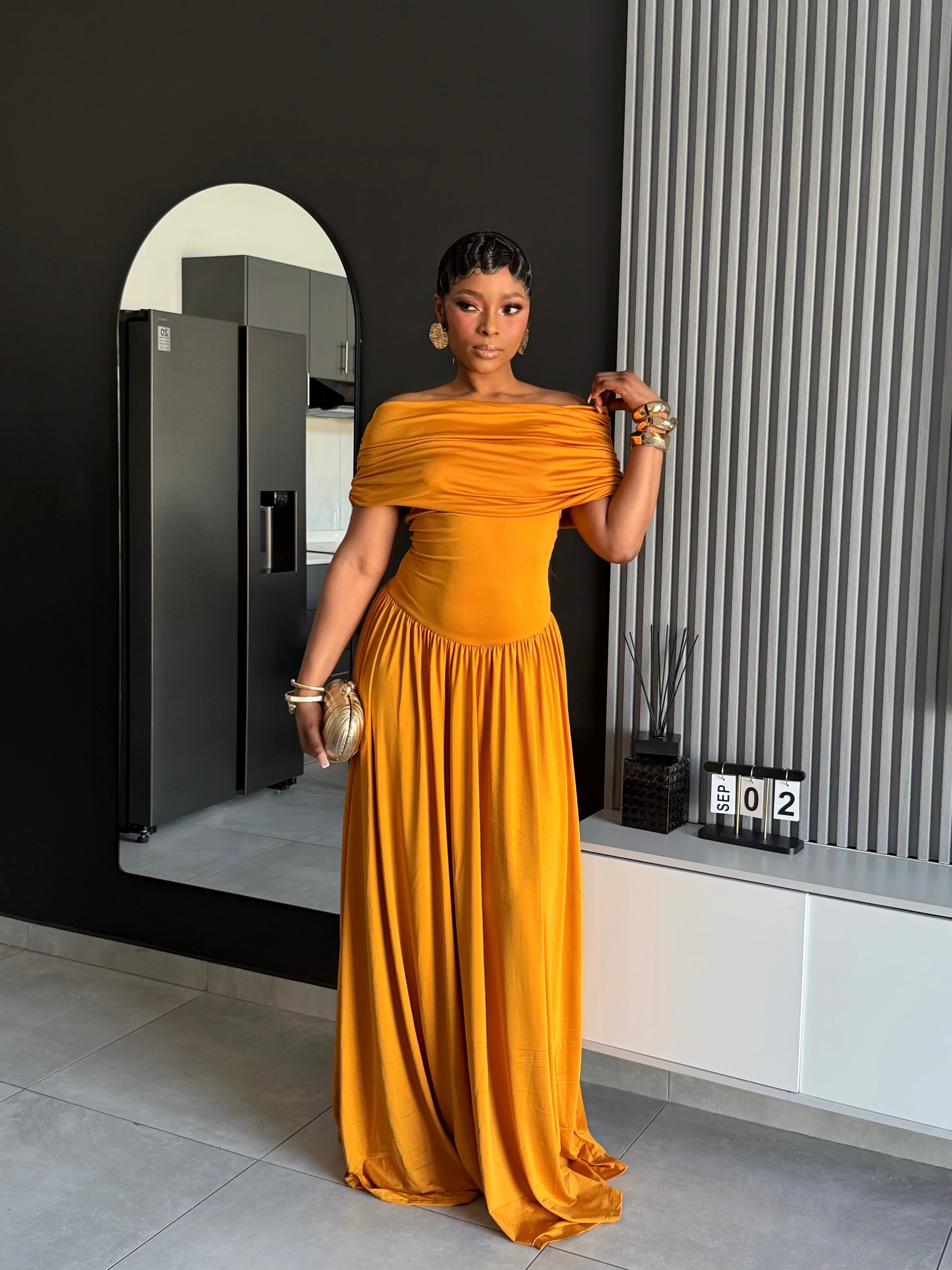 Marcelline Draped Off-Shoulder Maxi Dress