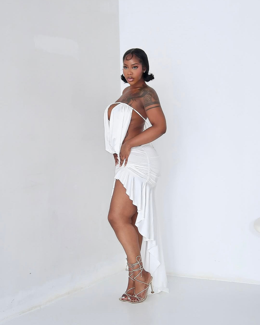 Zola Draped High-Low Maxi Dress
