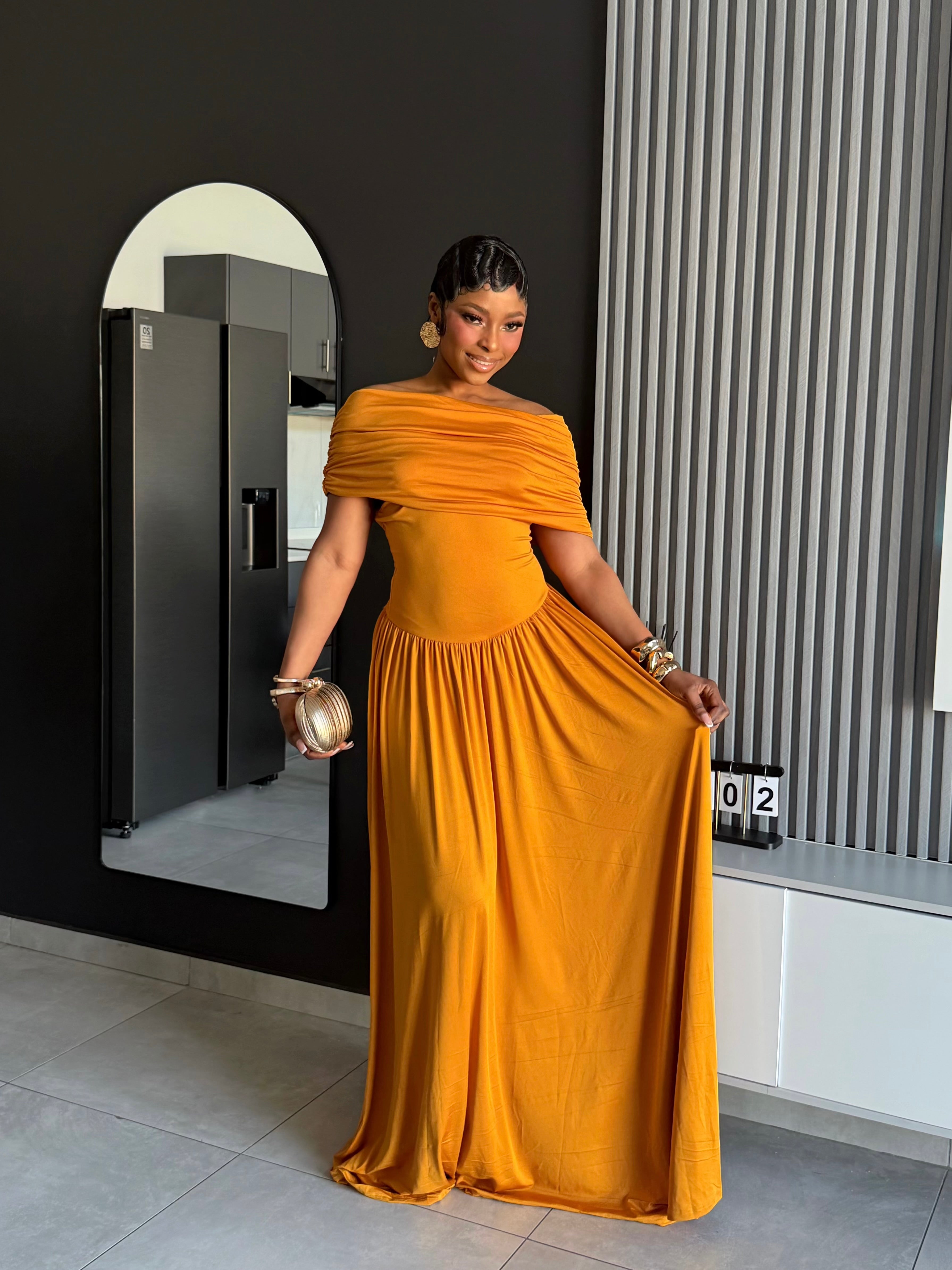 Marcelline Draped Off-Shoulder Maxi Dress