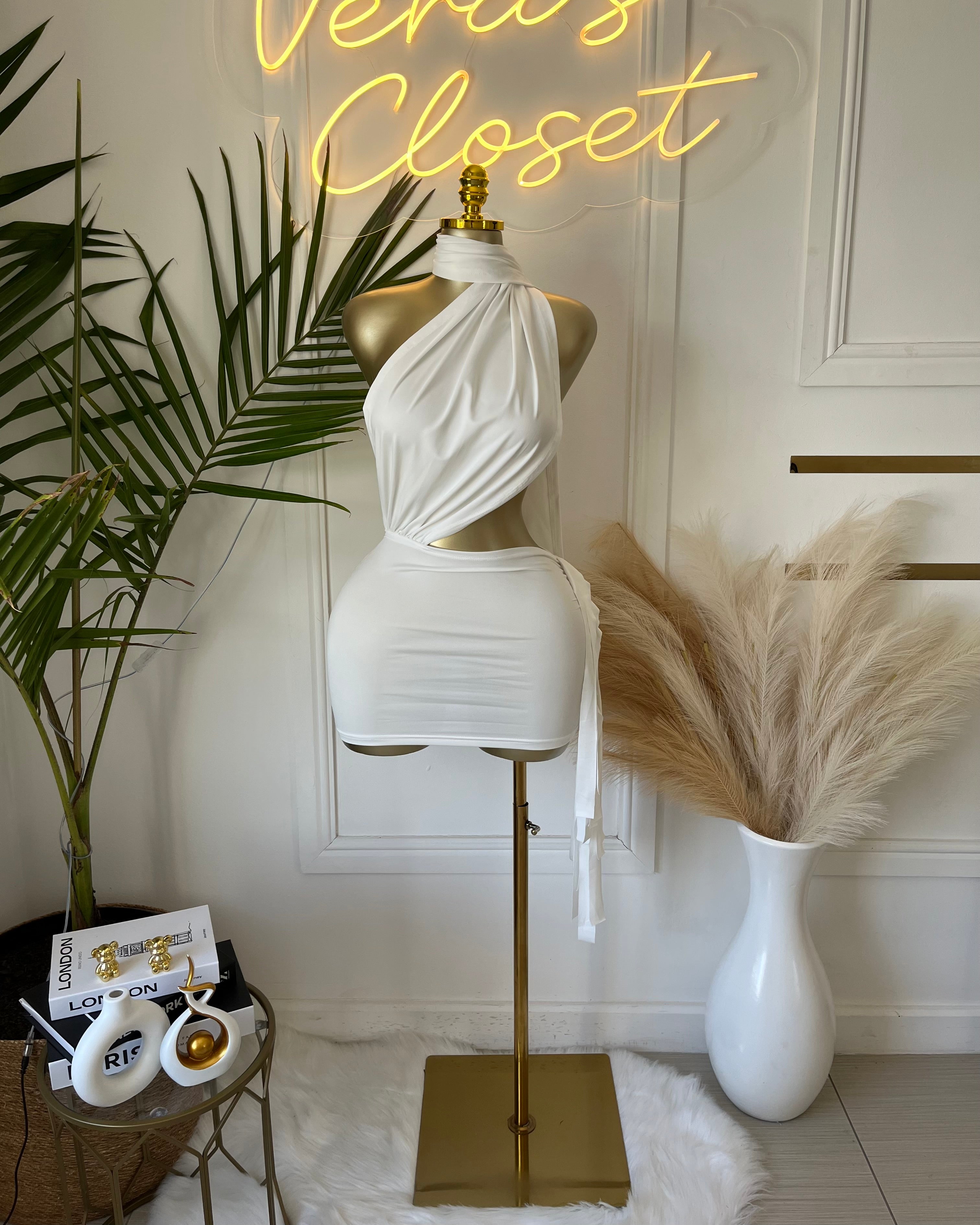 Diva White Cut-Out Mini Dress