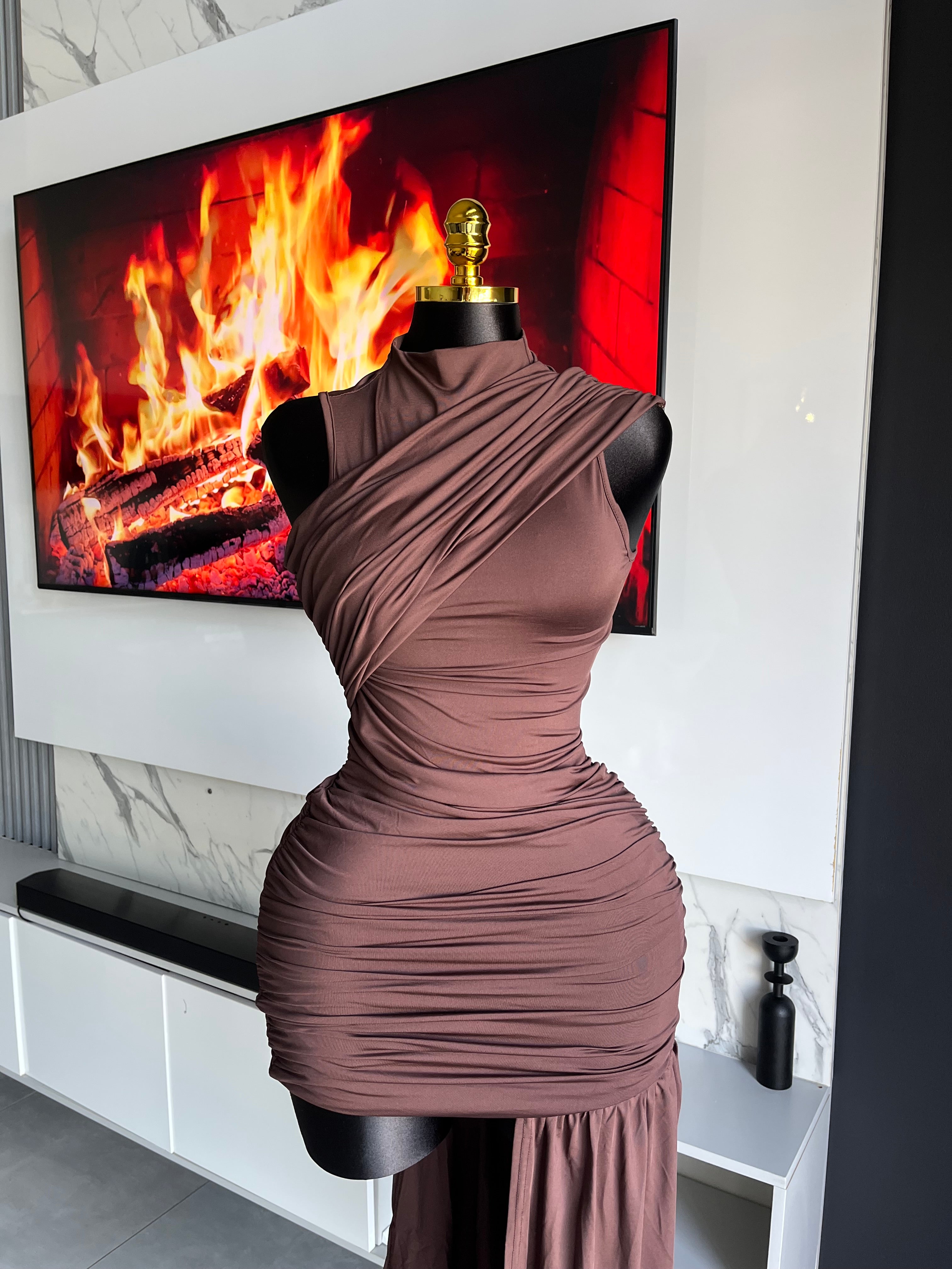 Amelia Draped One-Shoulder Mini Dress