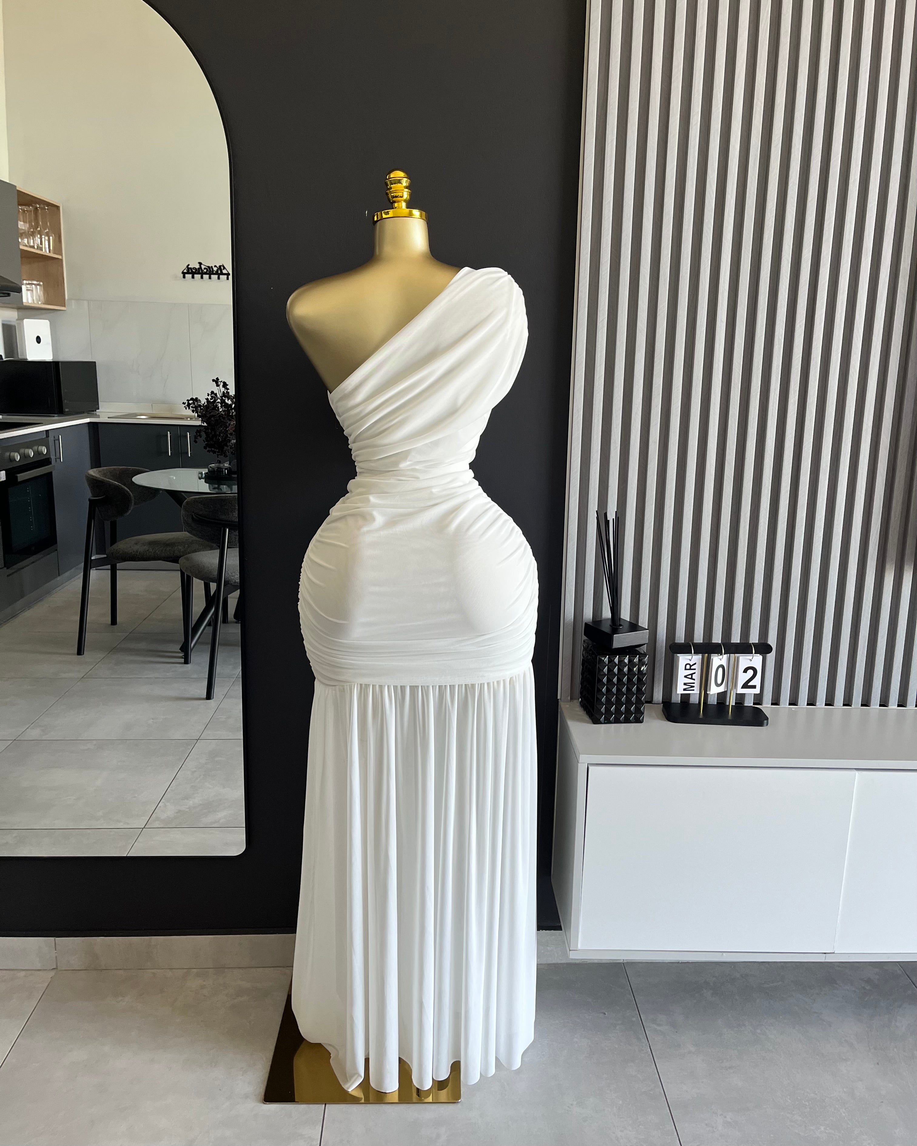 Kendall One-Shoulder Ruched Maxi Dress