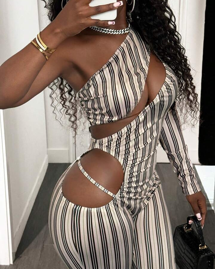 Maria One-Sleeve Cutout Jumpsuit