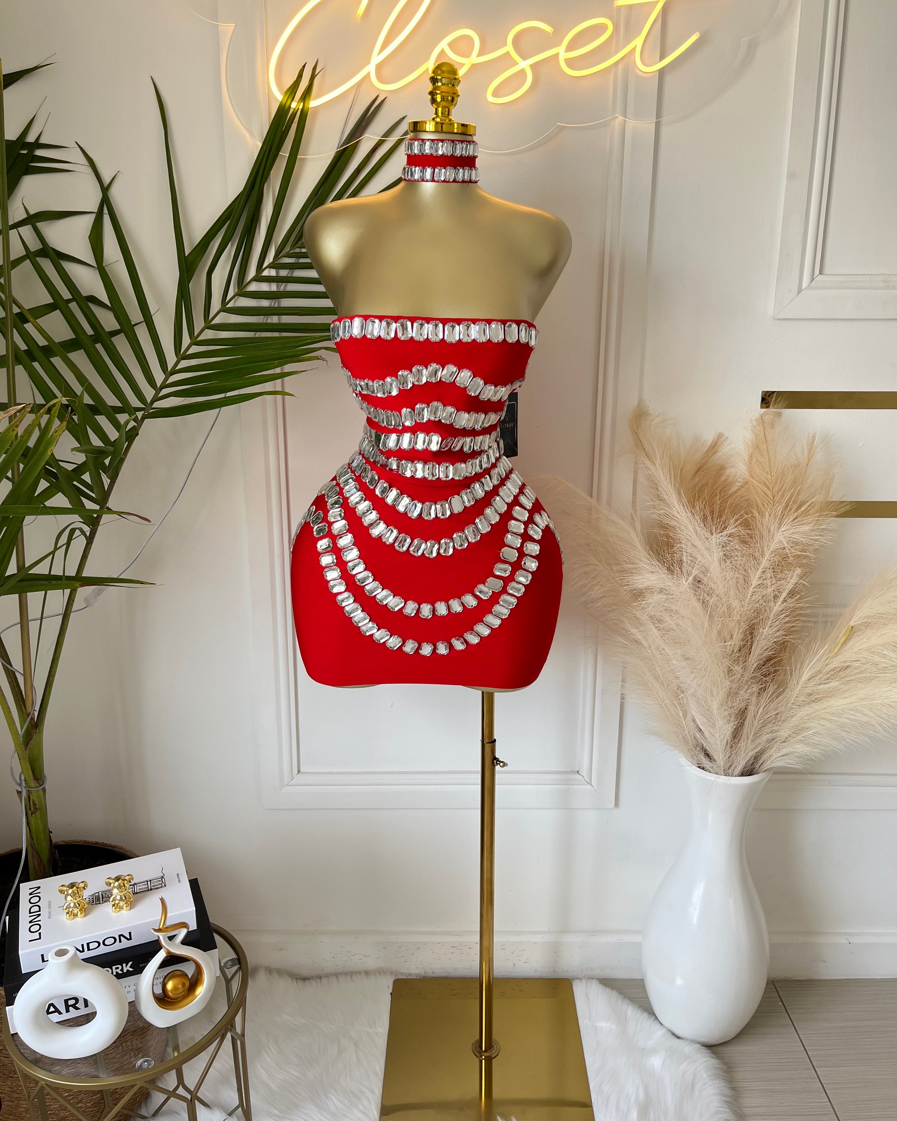 Zarielle Crystal Bodycon Mini Dress