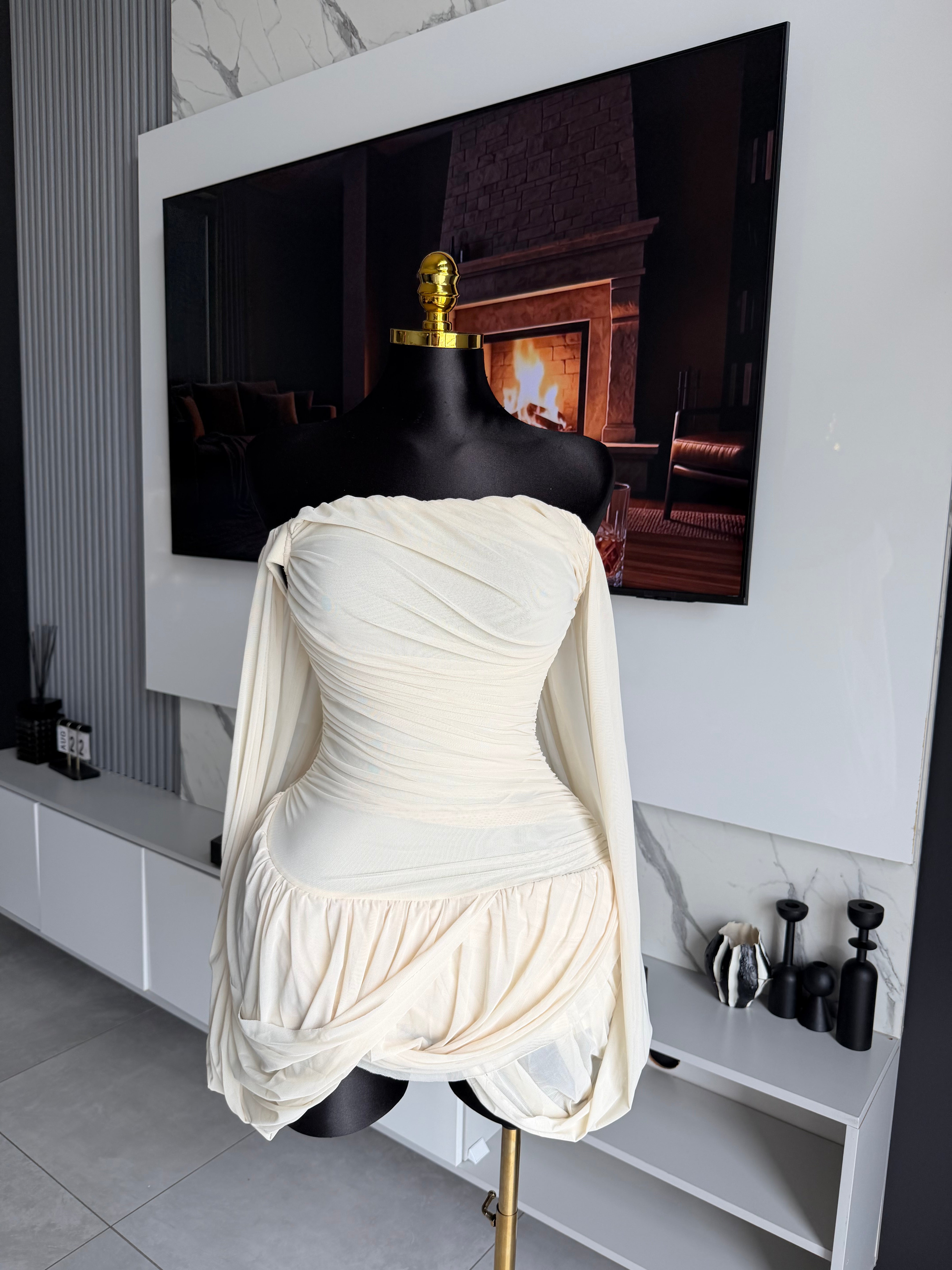 Selene Draped Off-Shoulder Mini Dress
