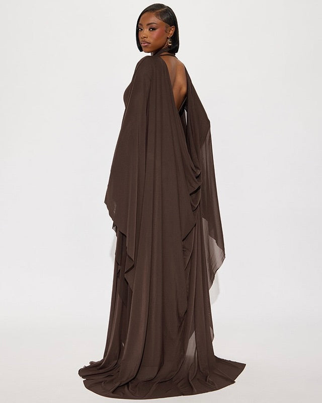 Noire Draped Sleeve Maxi Dress