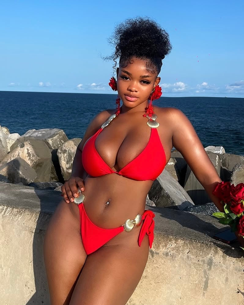 Adele Red Shell Detail Bikini Set