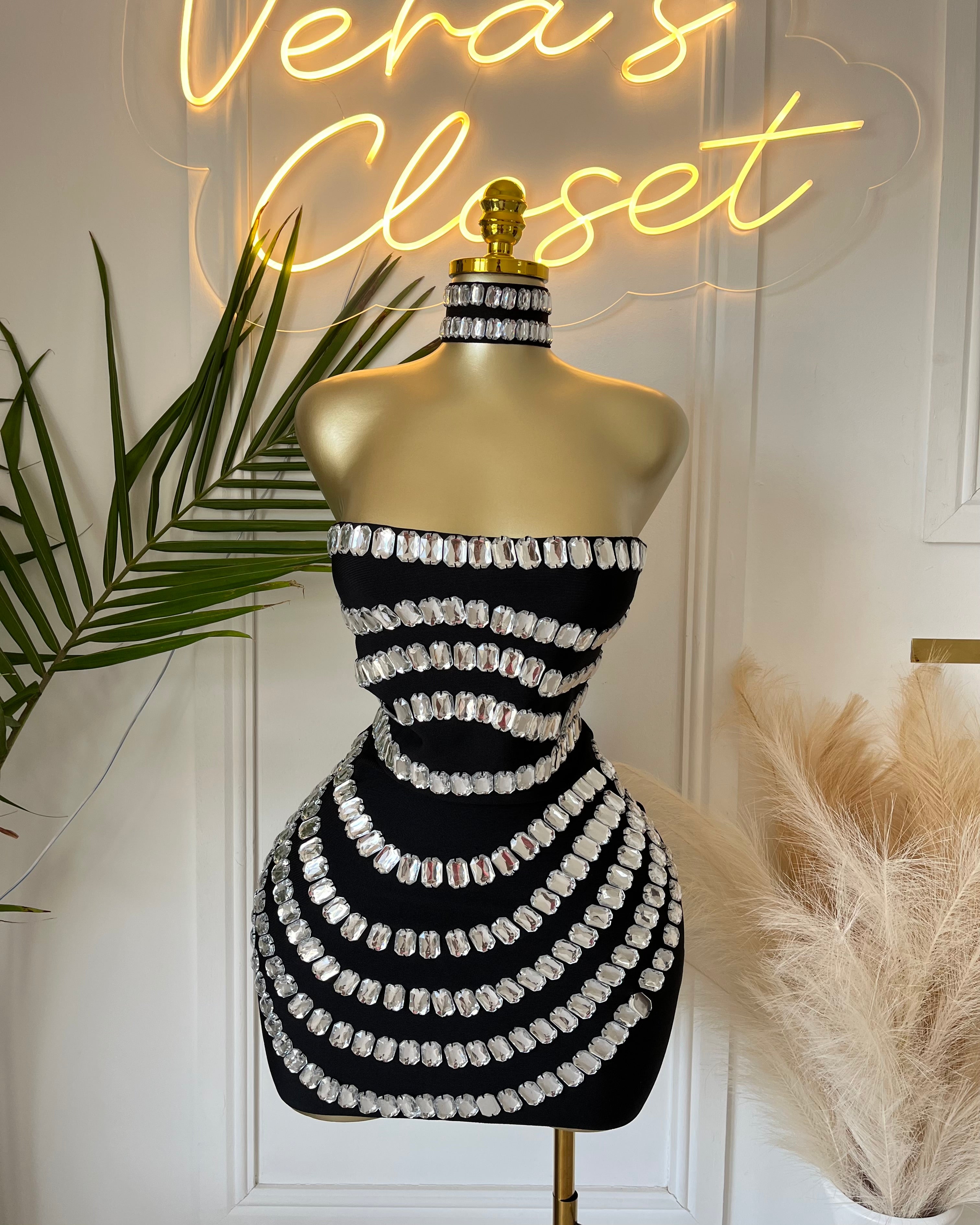 Zarielle Crystal Bodycon Mini Dress