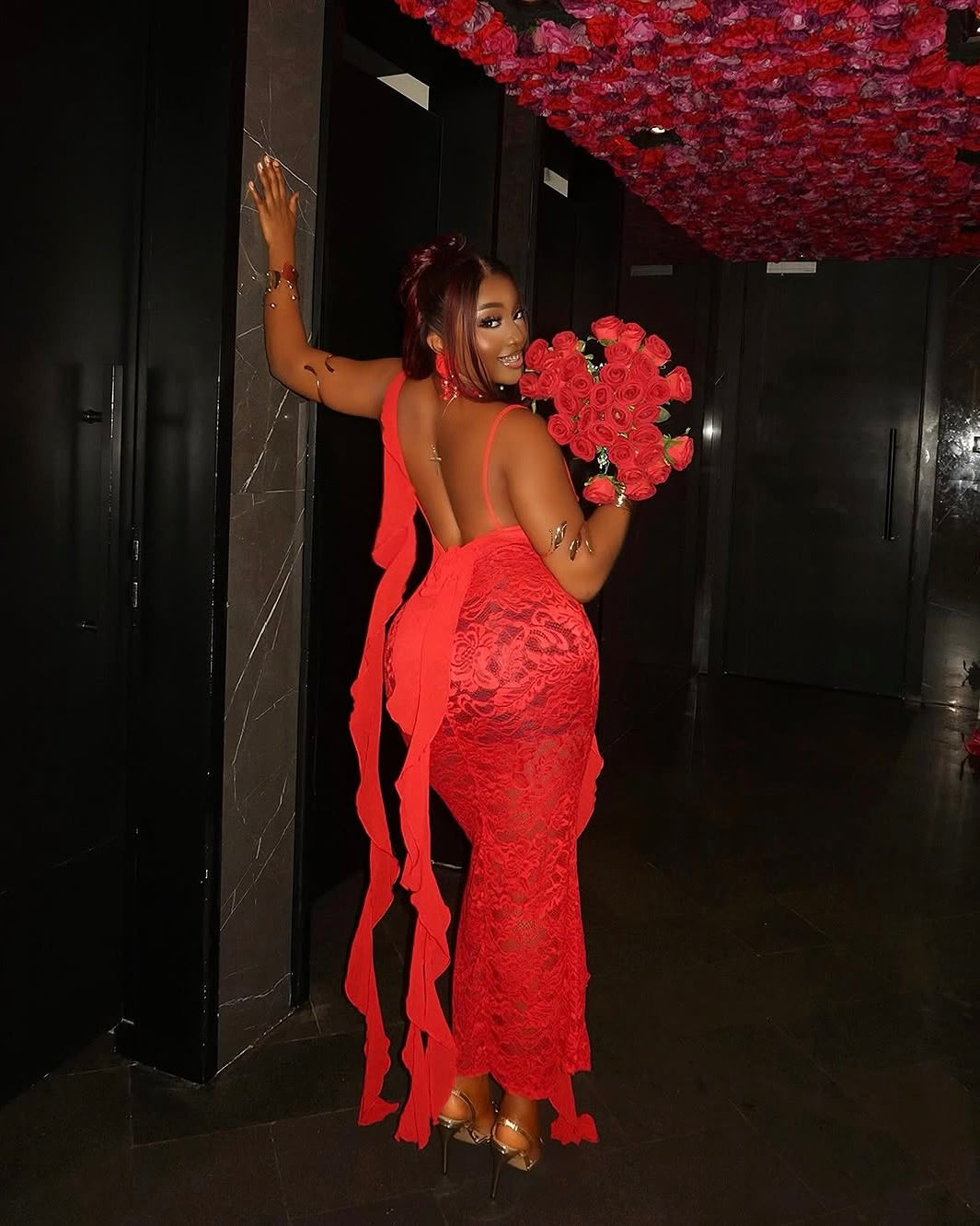Inferno Lace Midi Dress