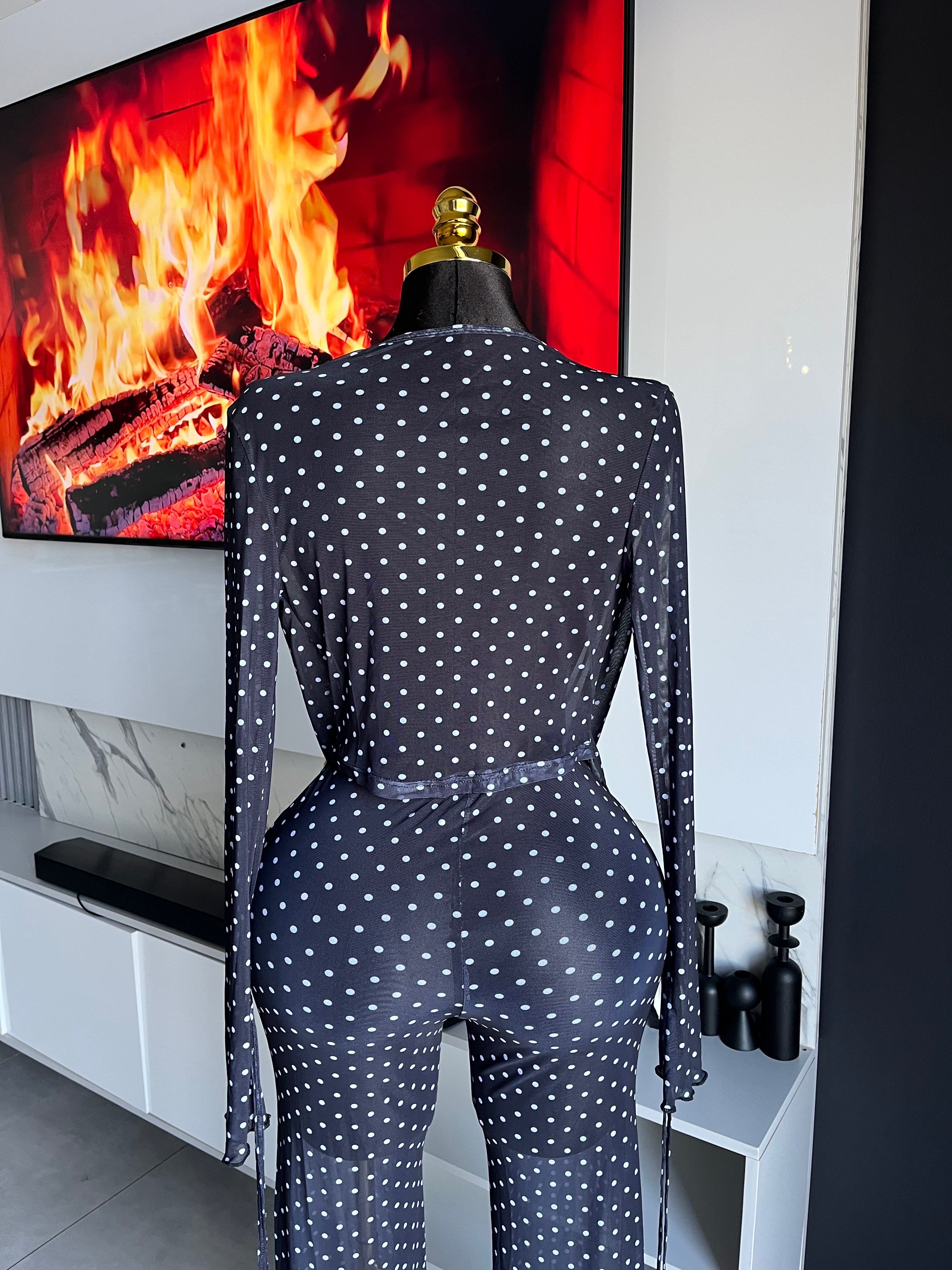 Mabel Polka Dot Mesh Pant Set