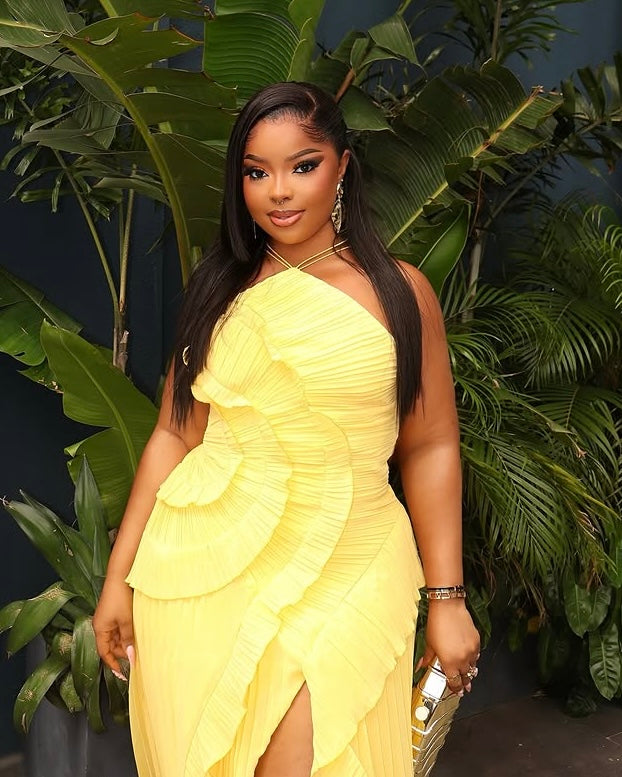Davia Pleated Maxi Dress Yellow