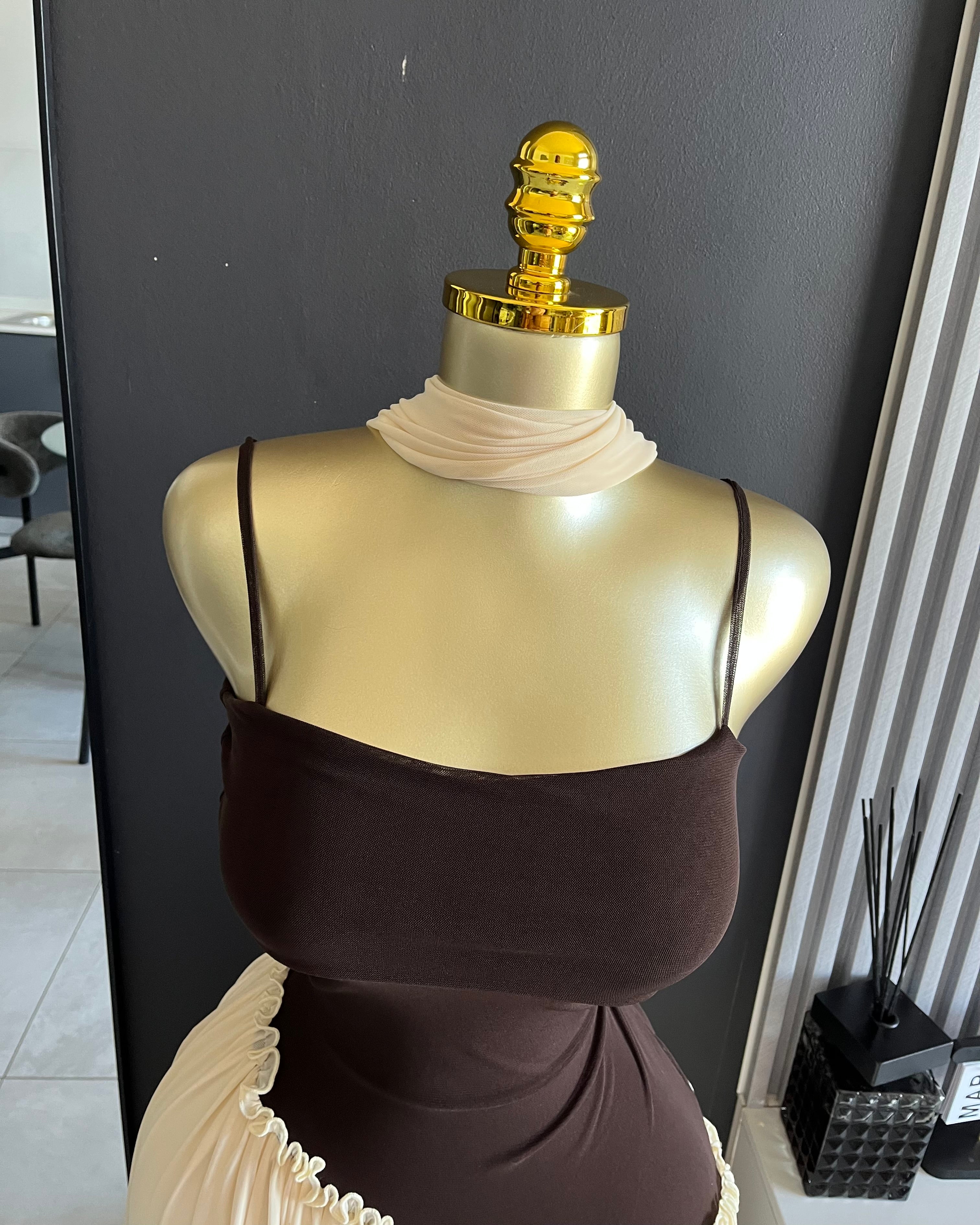 Elowen Pleated Contrast Maxi Dress