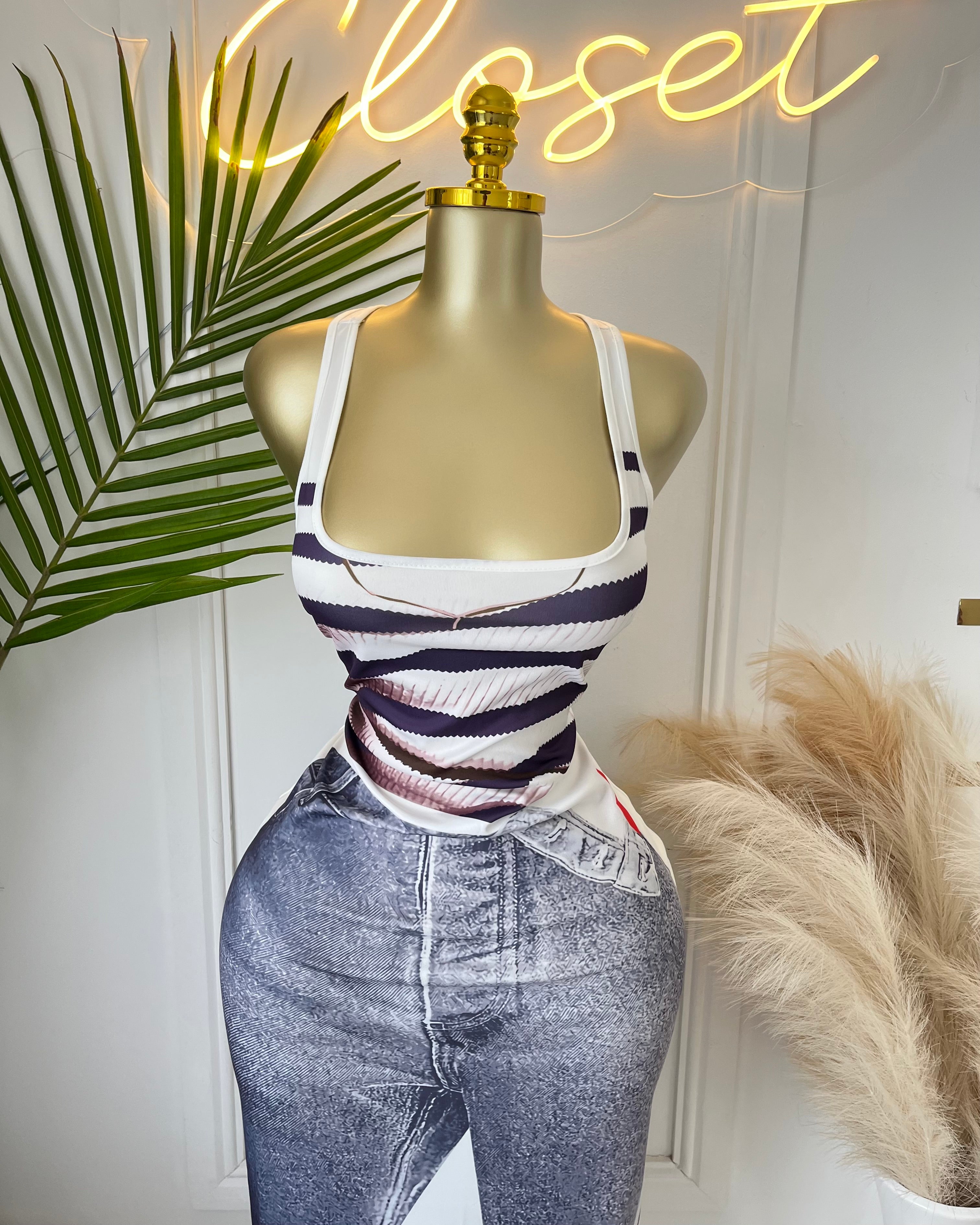 Ataina Denim Print Midi Dress