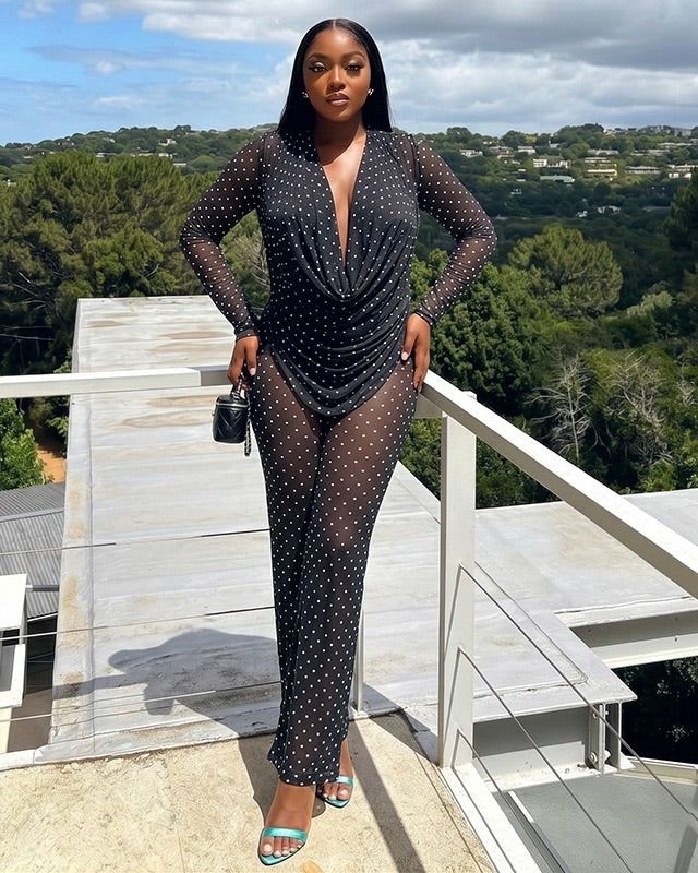 Mabel Polka Dot Mesh Pant Set