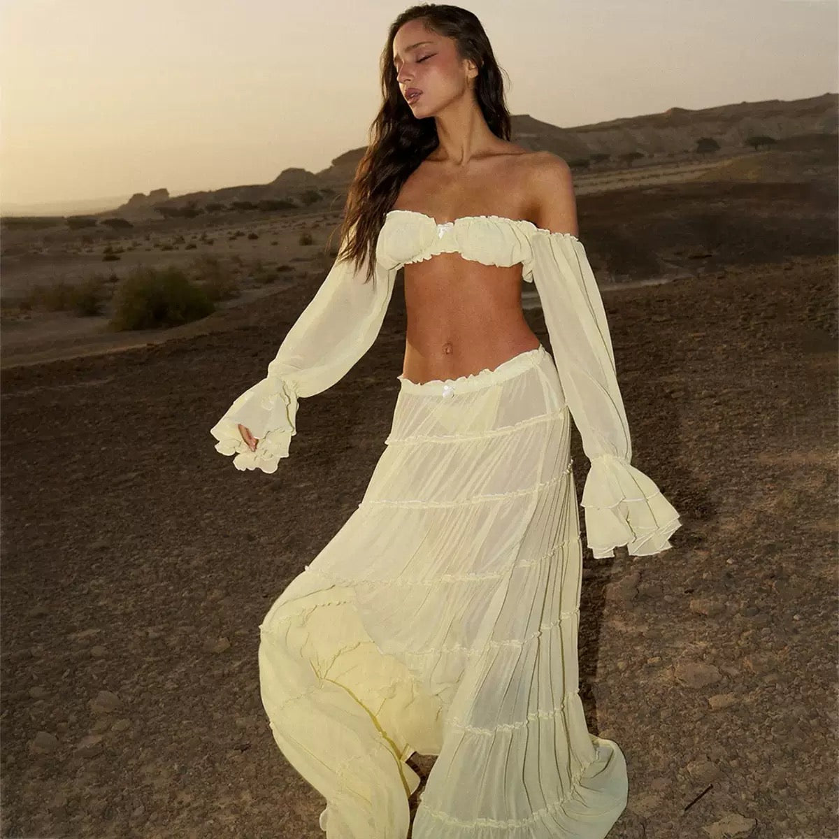 Isla Ivory Two-Piece Maxi Set