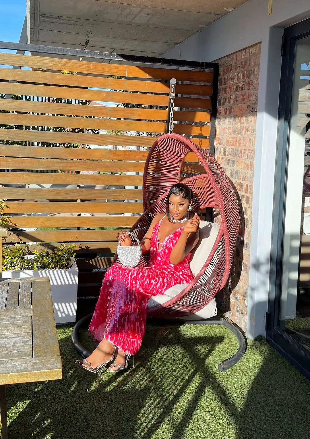 Siren Paillette Sequin Maxi Dress Pink