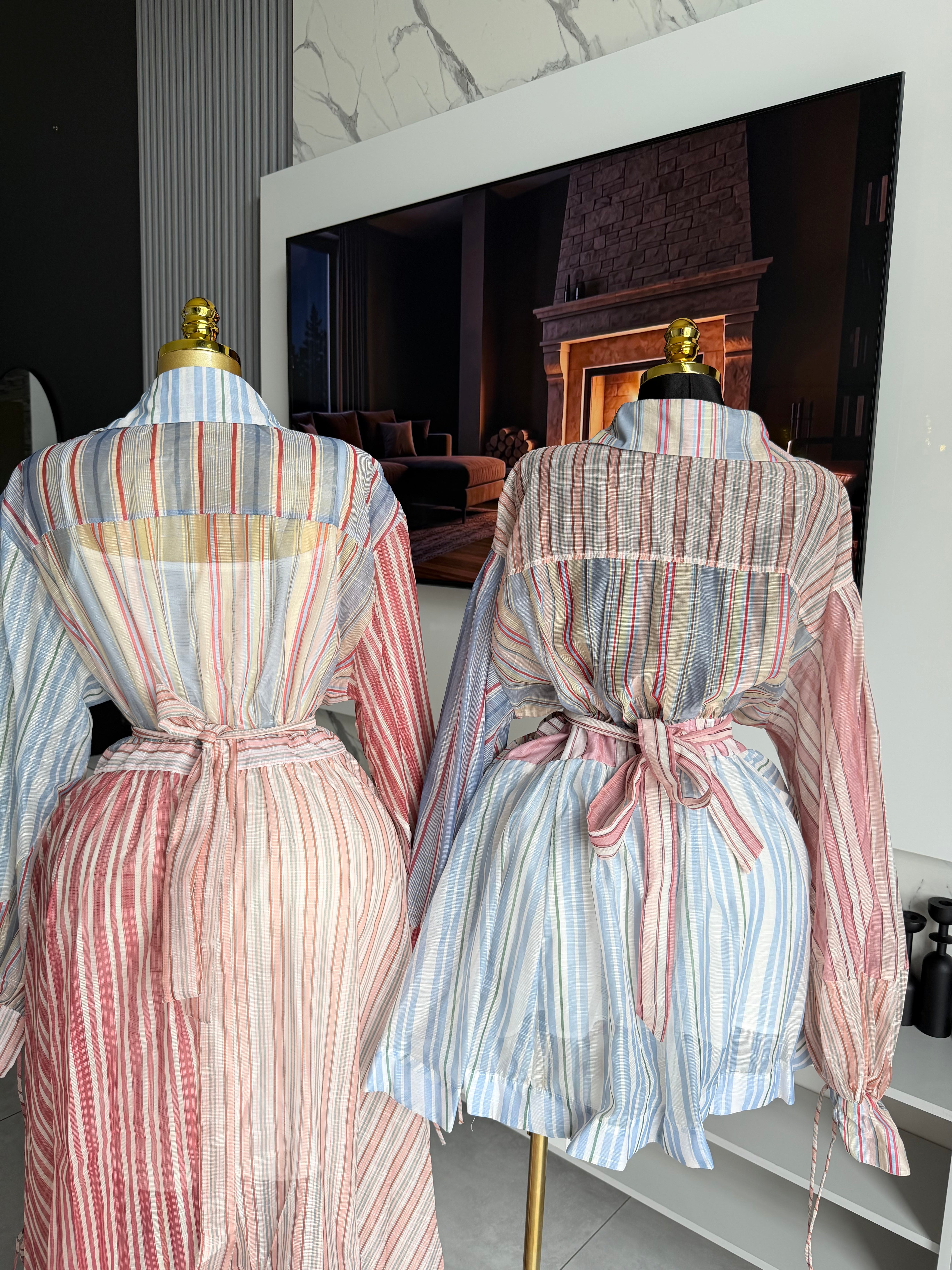Amara Patchwork Stripe Shirt Dress