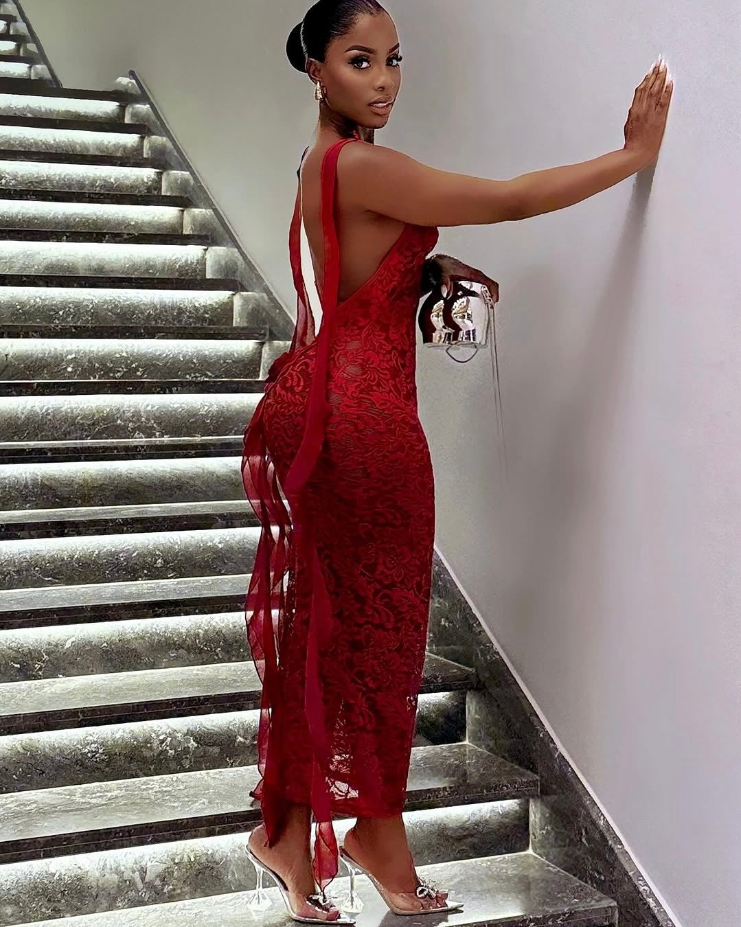 Inferno Lace Midi Dress