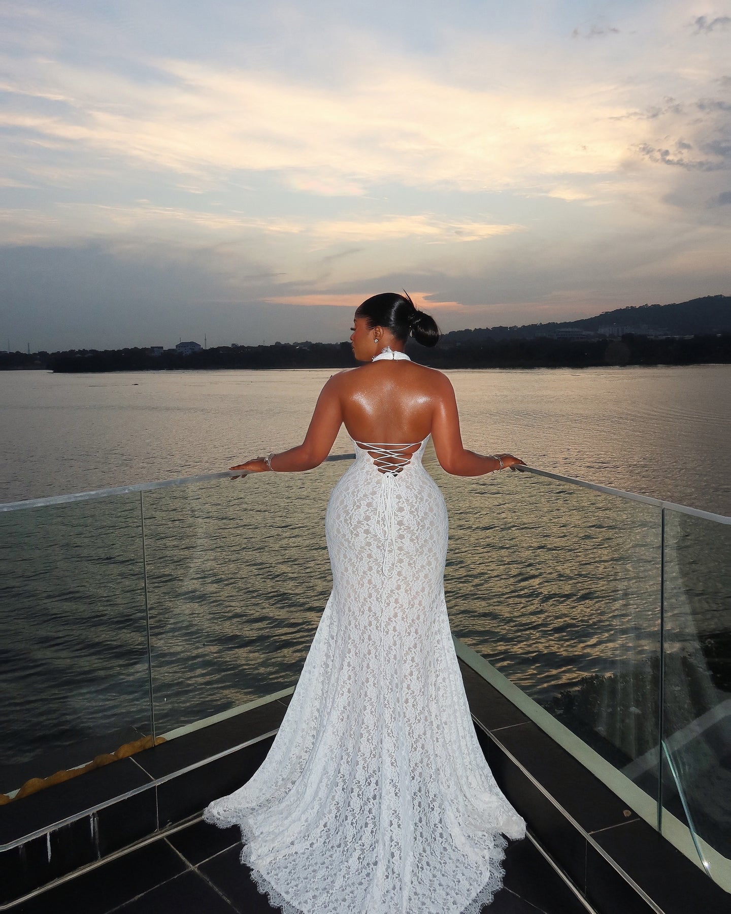 Starlet Lace Halter Mermaid Maxi Dress White