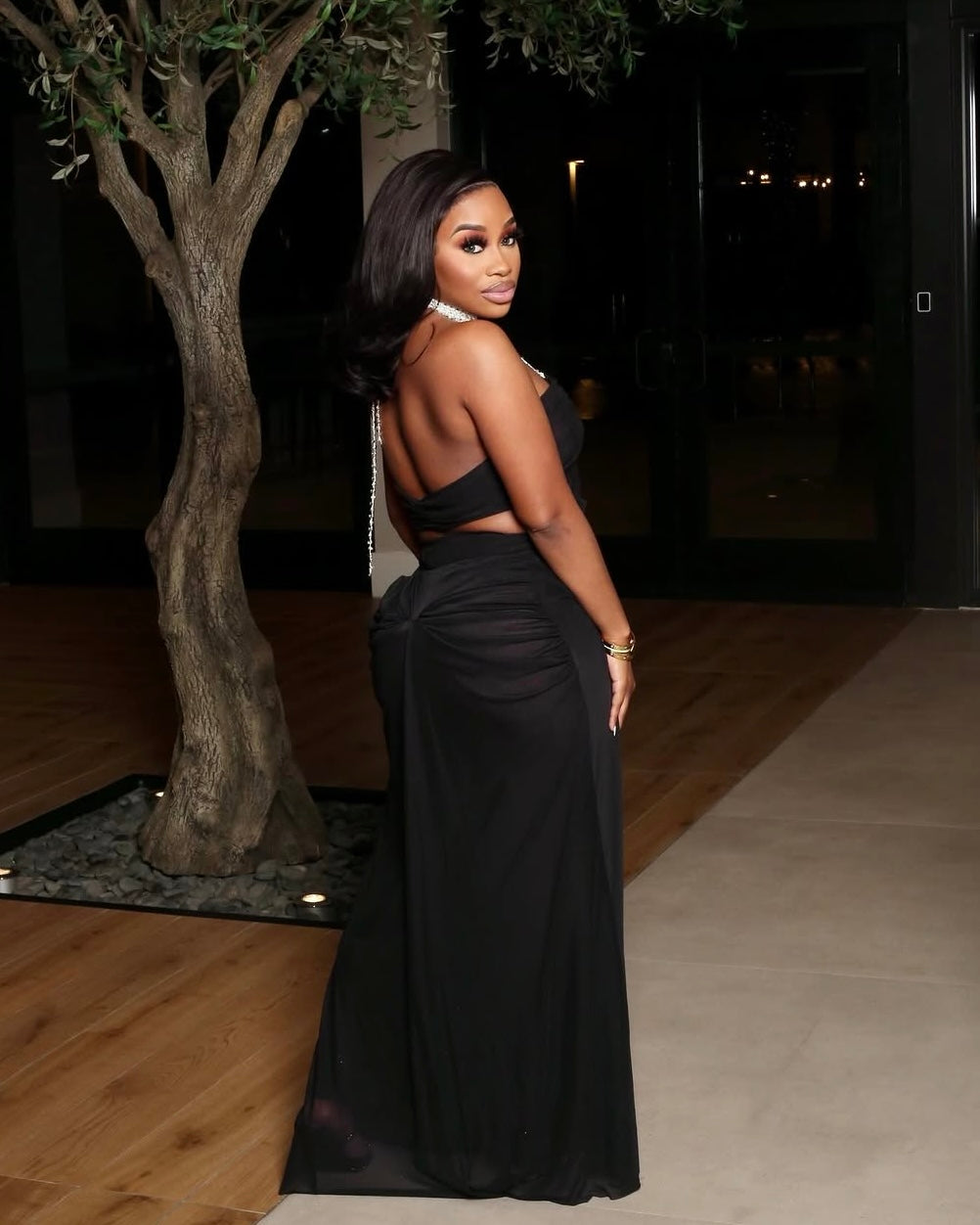 Reveal Chain Detail Maxi Dress Black