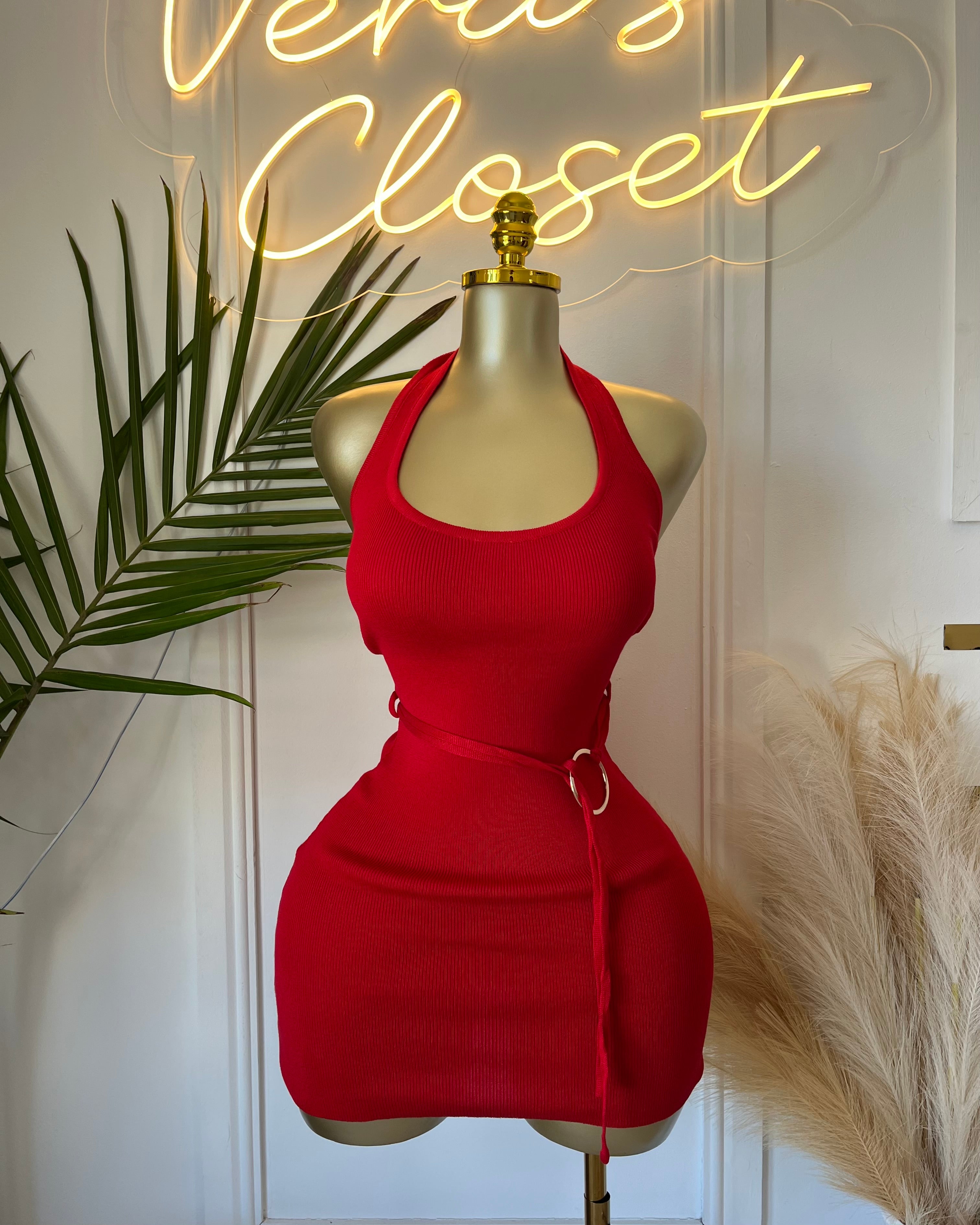 Khari Sculpted Halter Mini Dress