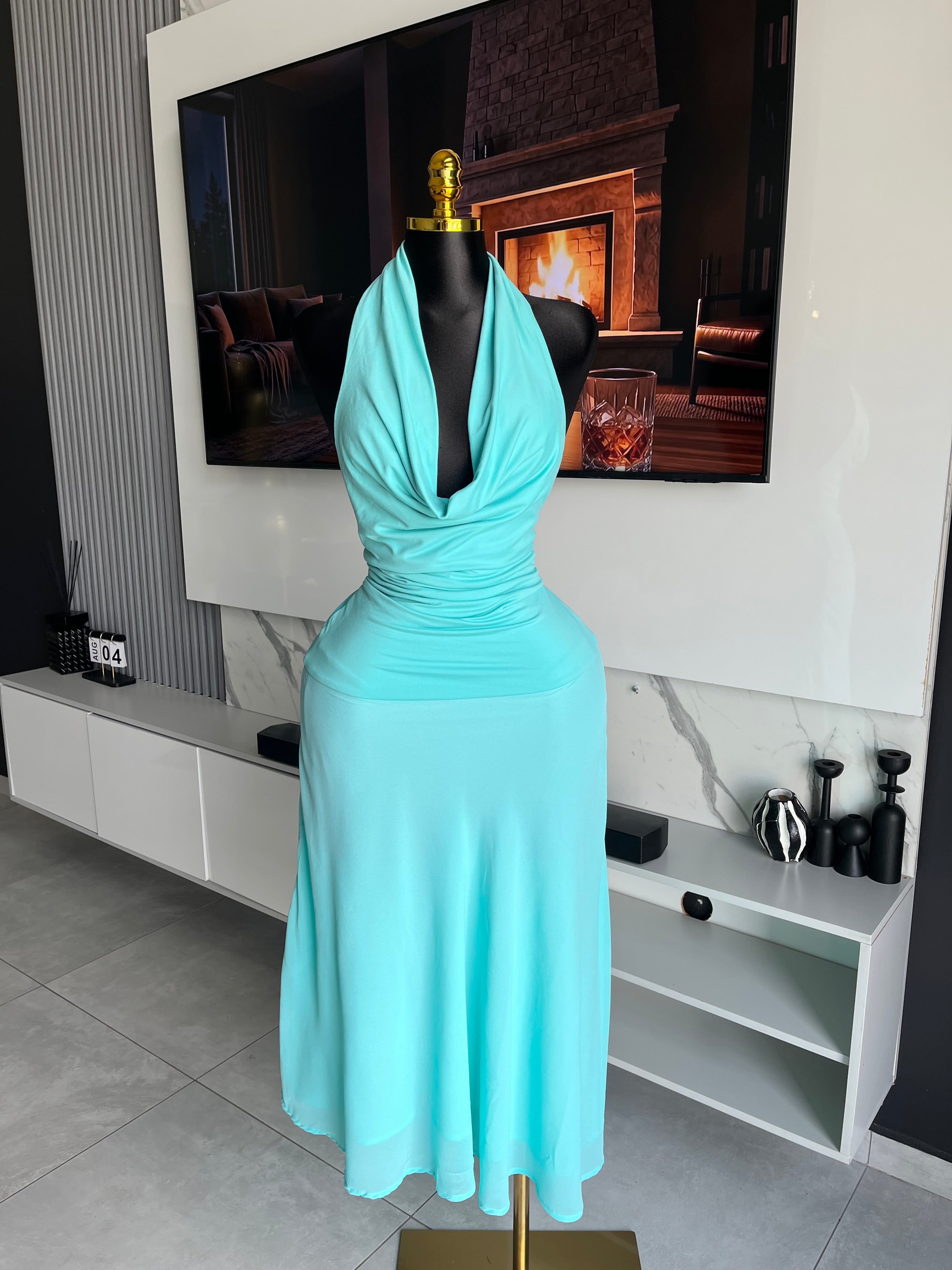Eden Cowl Neck Halter Midi Dress