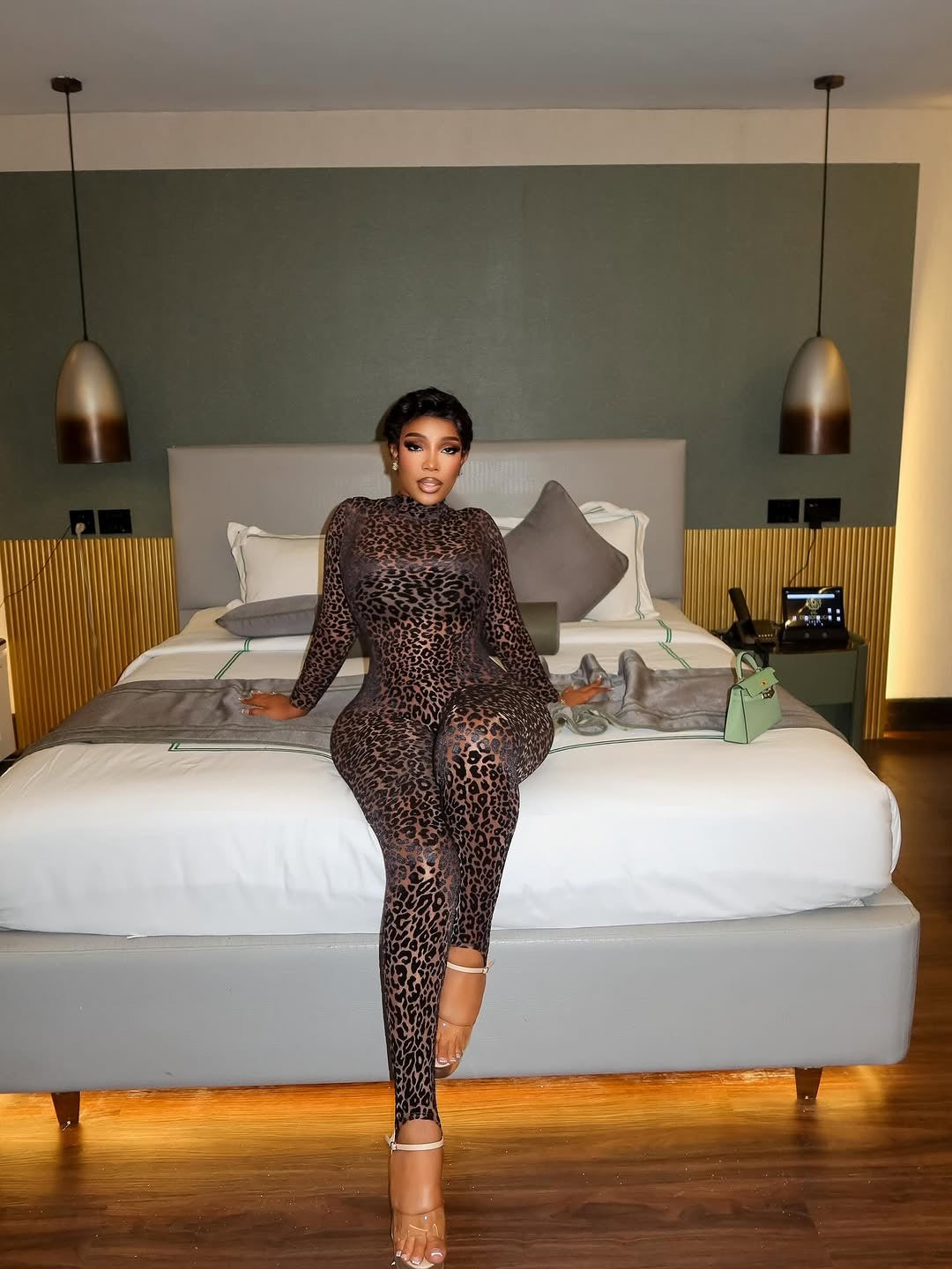 Mirage Leopard Print Mesh Jumpsuit