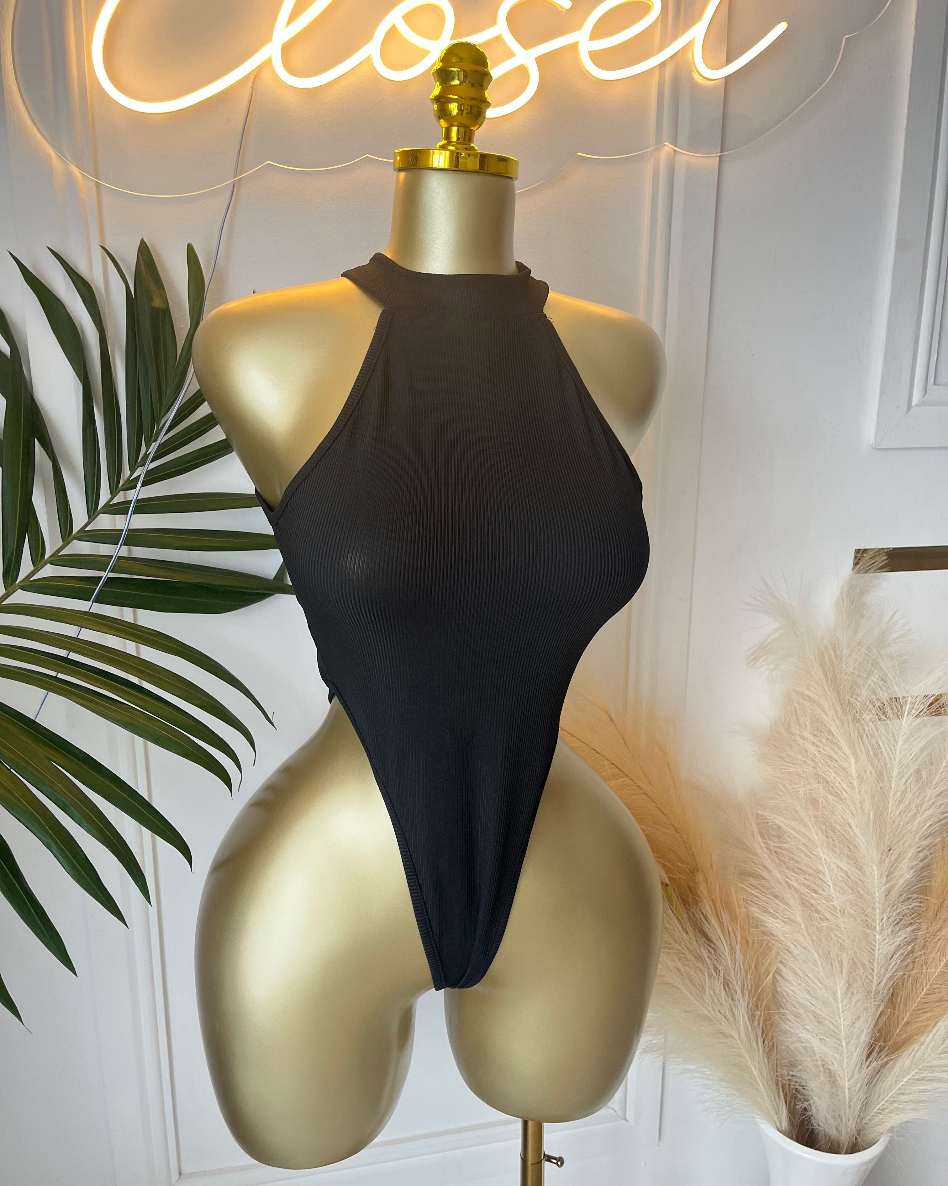 Livia Ribbed Bodysuit Black