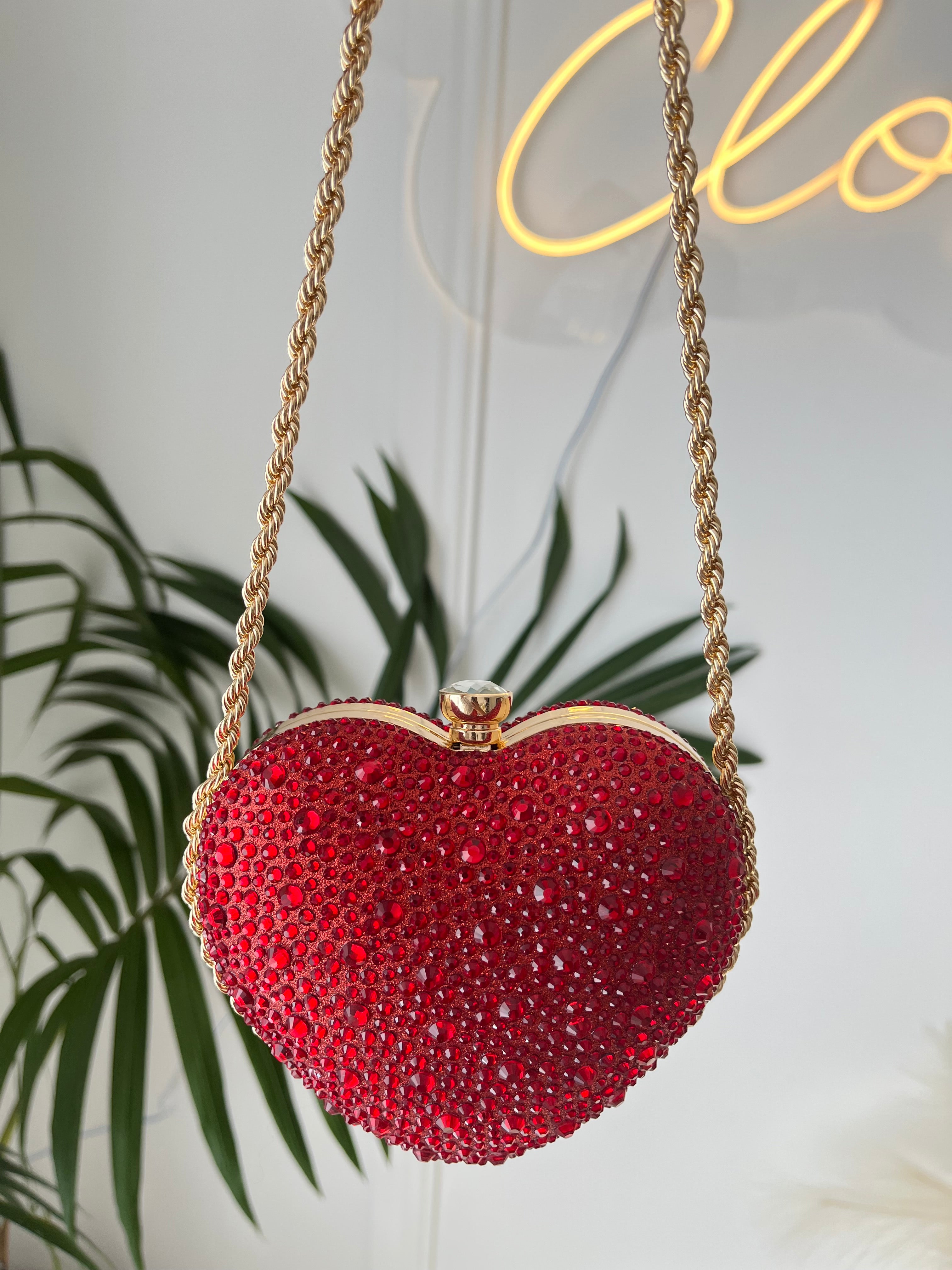 Ruby Heart Crystal Clutch
